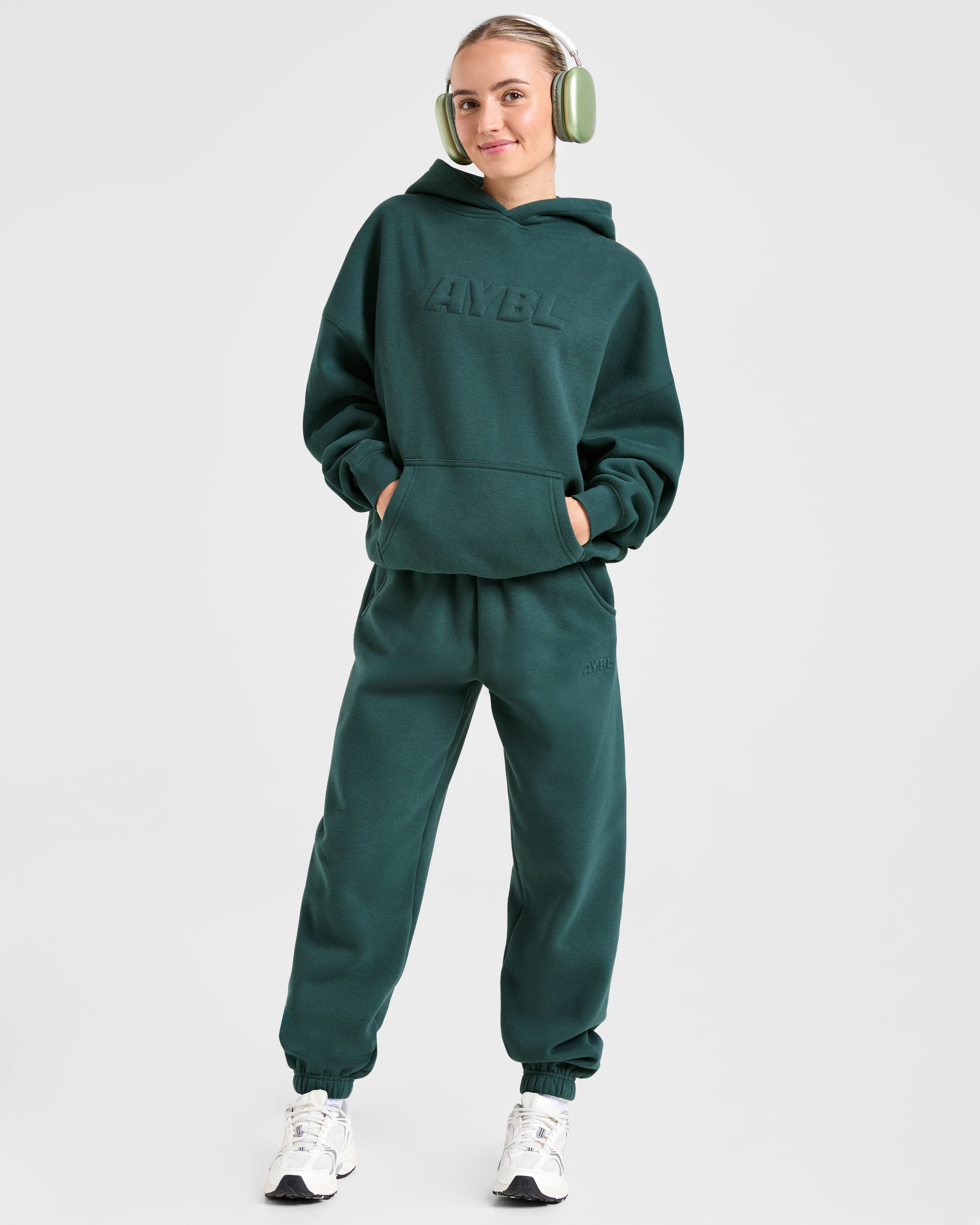Classic Plush Oversized Joggers - Pine Green