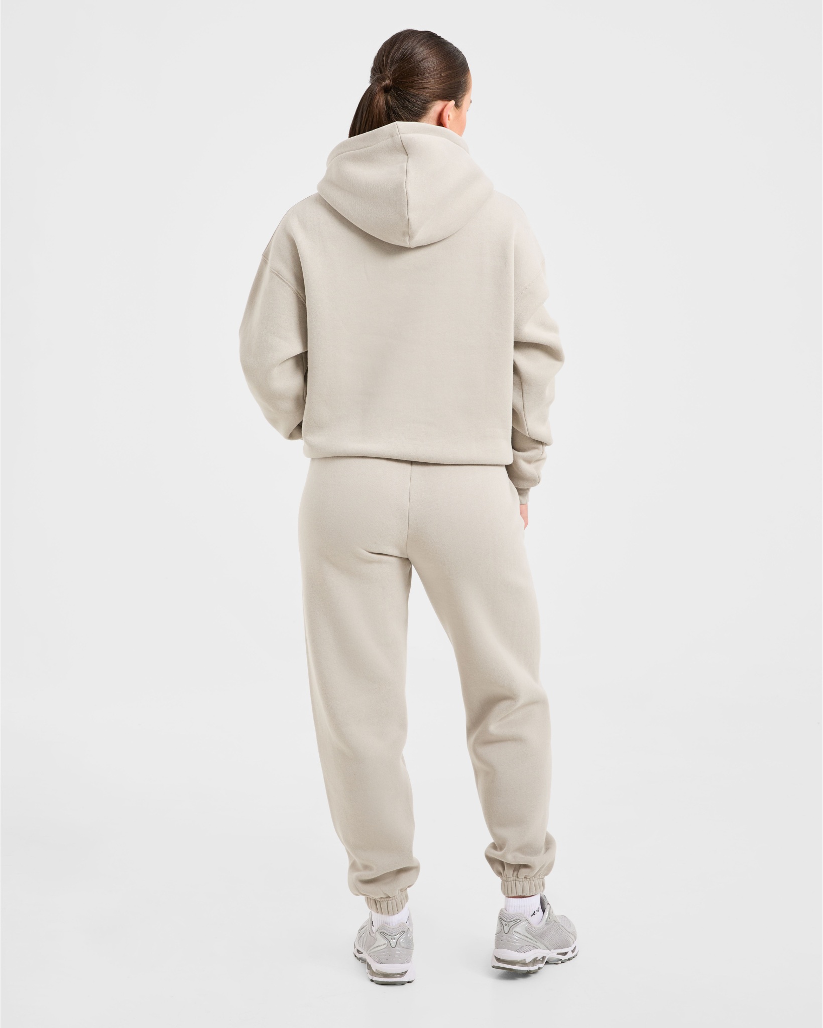 Retro Embroidered Oversized Joggers - Taupe Grey