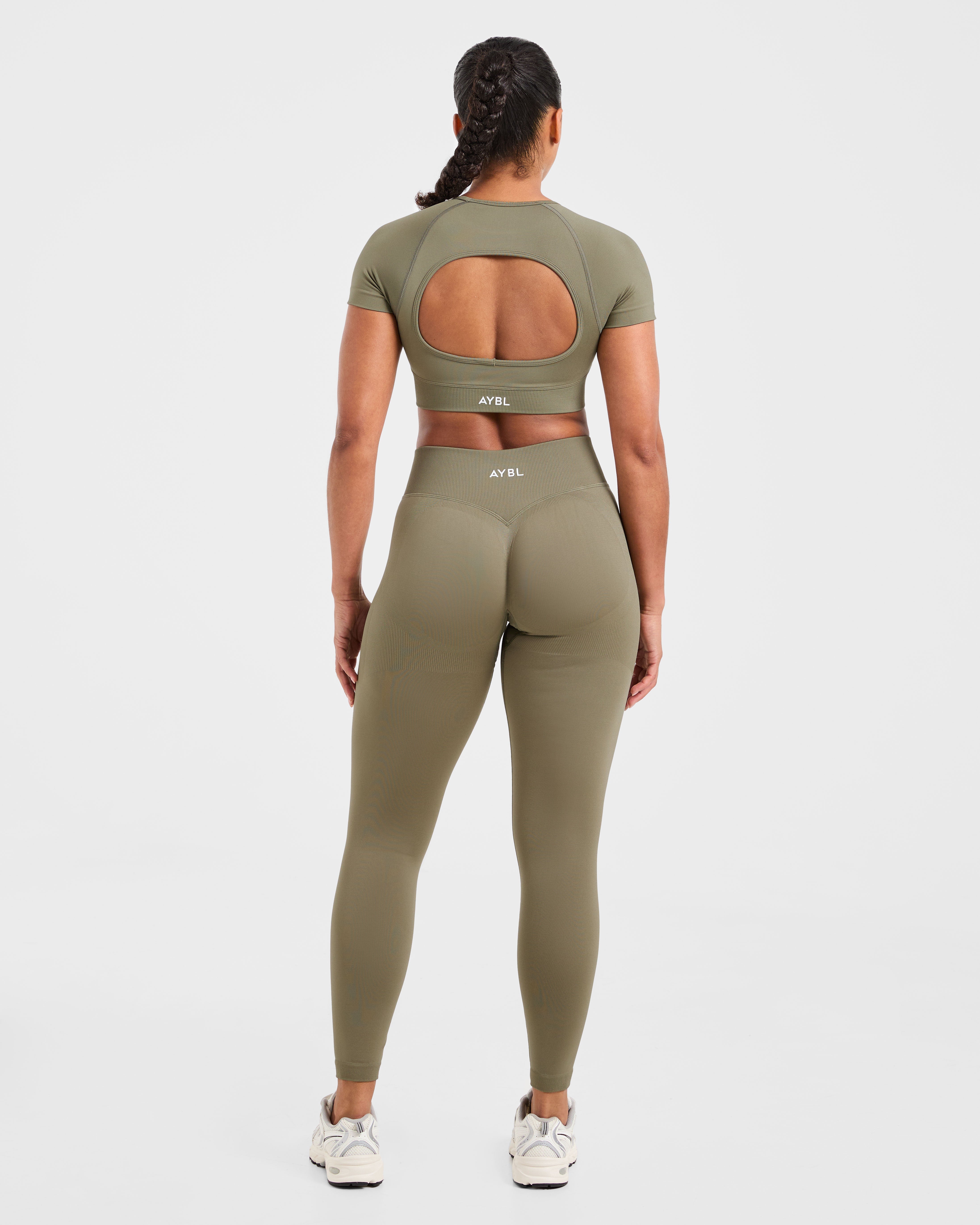 Adapt Seamless Crop Top - Muted Olive