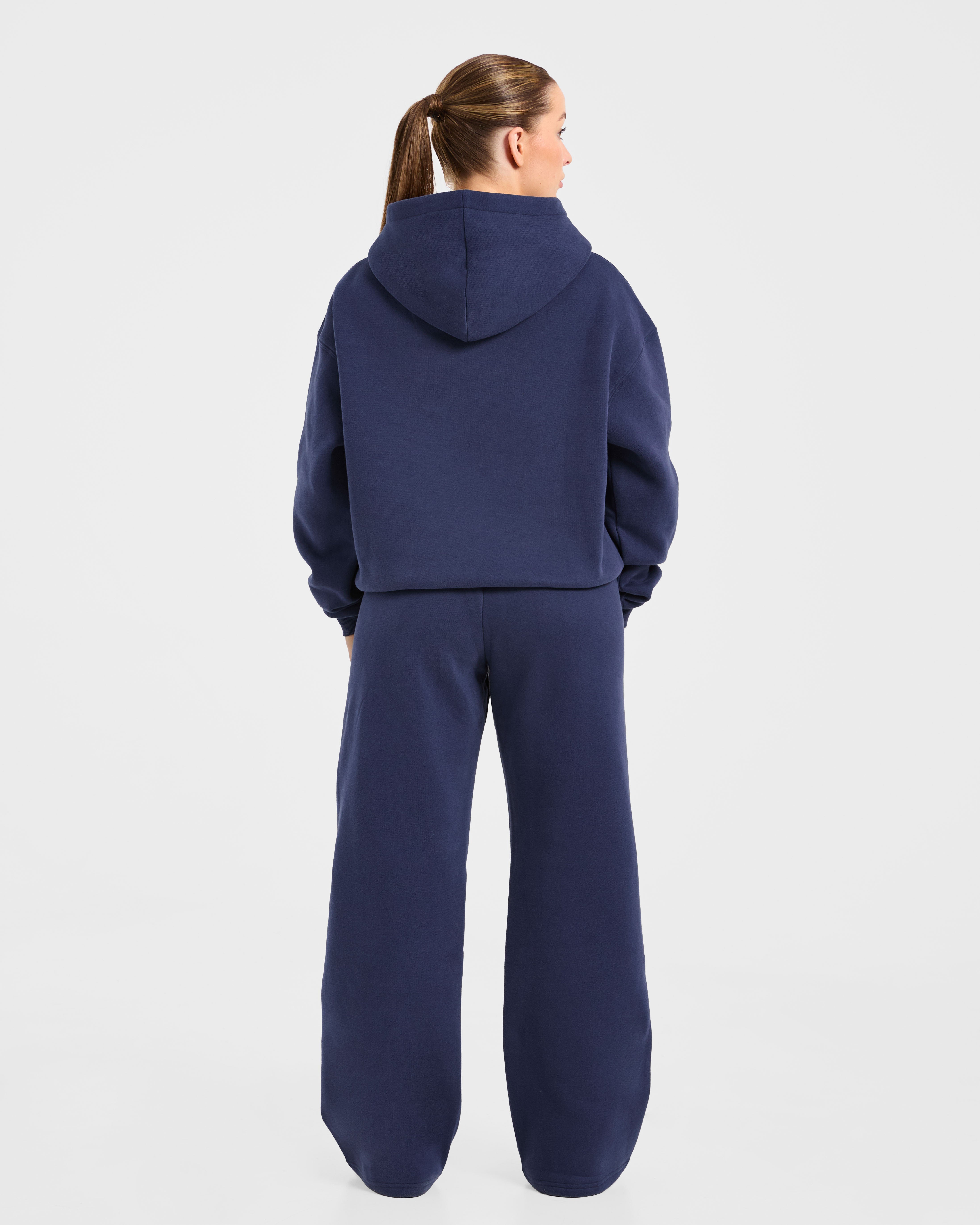 AYBL Sports Outline Oversized Straight Leg Joggers - Navy
