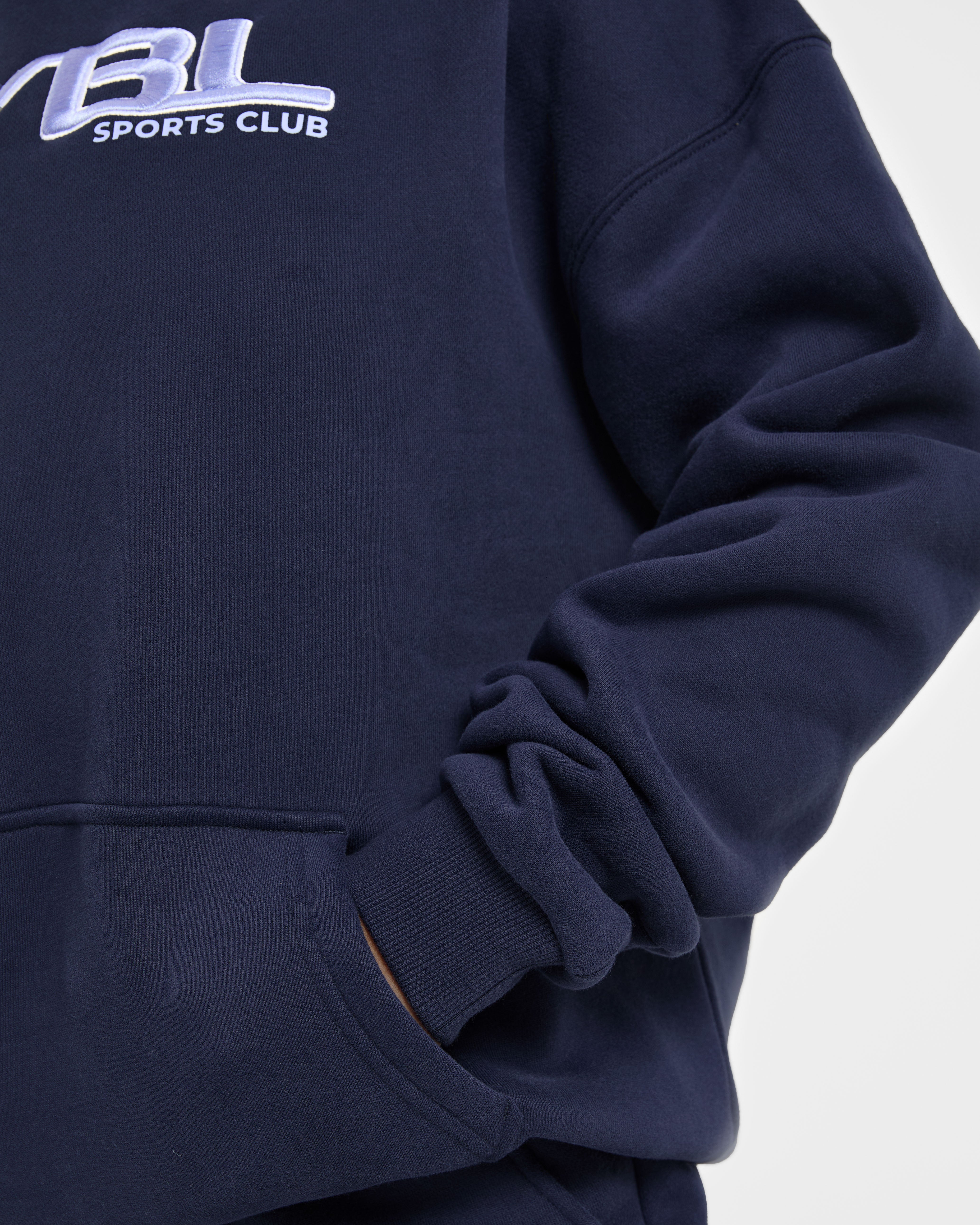 Retro Embroidered Oversized Hoodie - Navy
