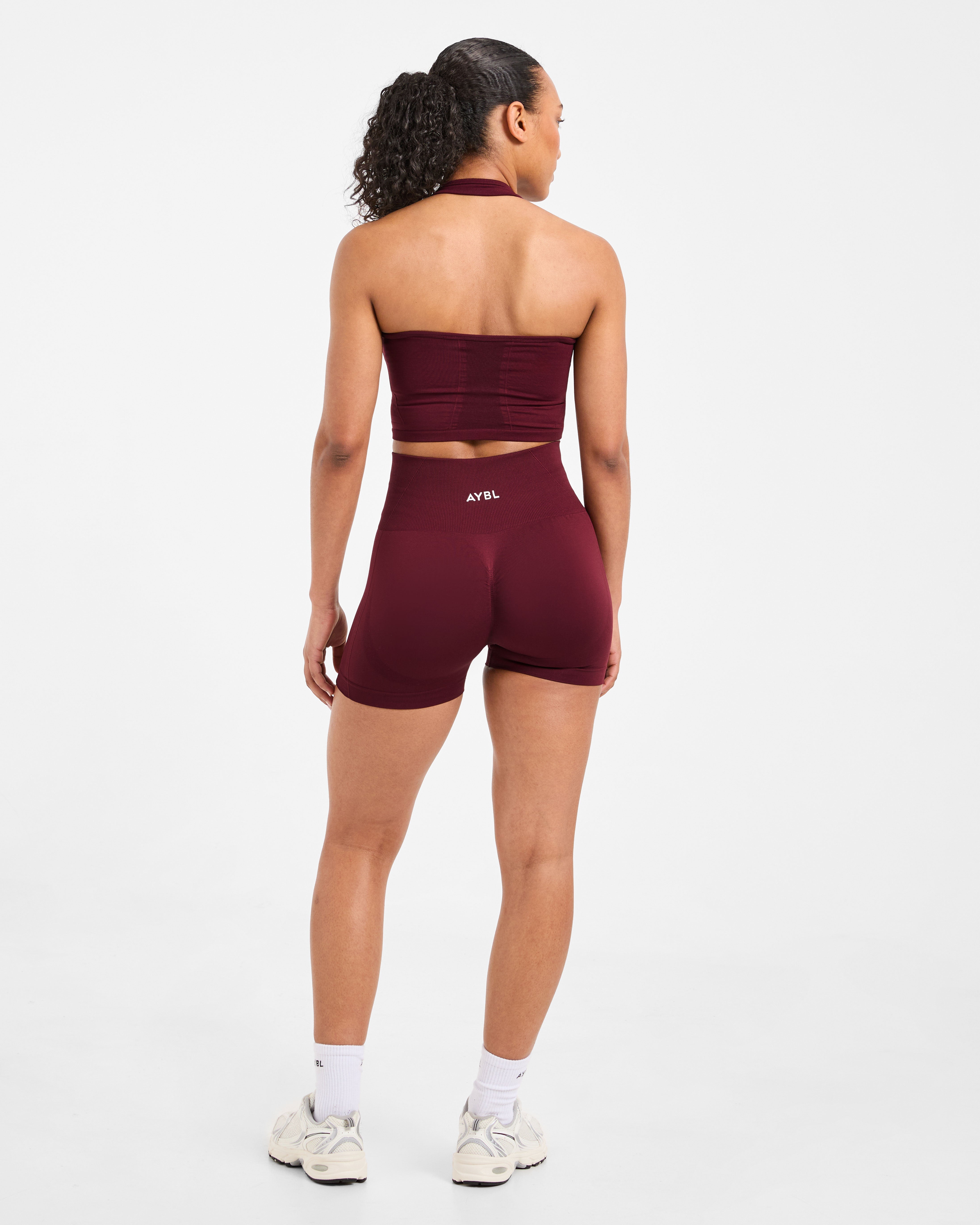 Empower Seamless Halterneck Crop Top - Red Wine