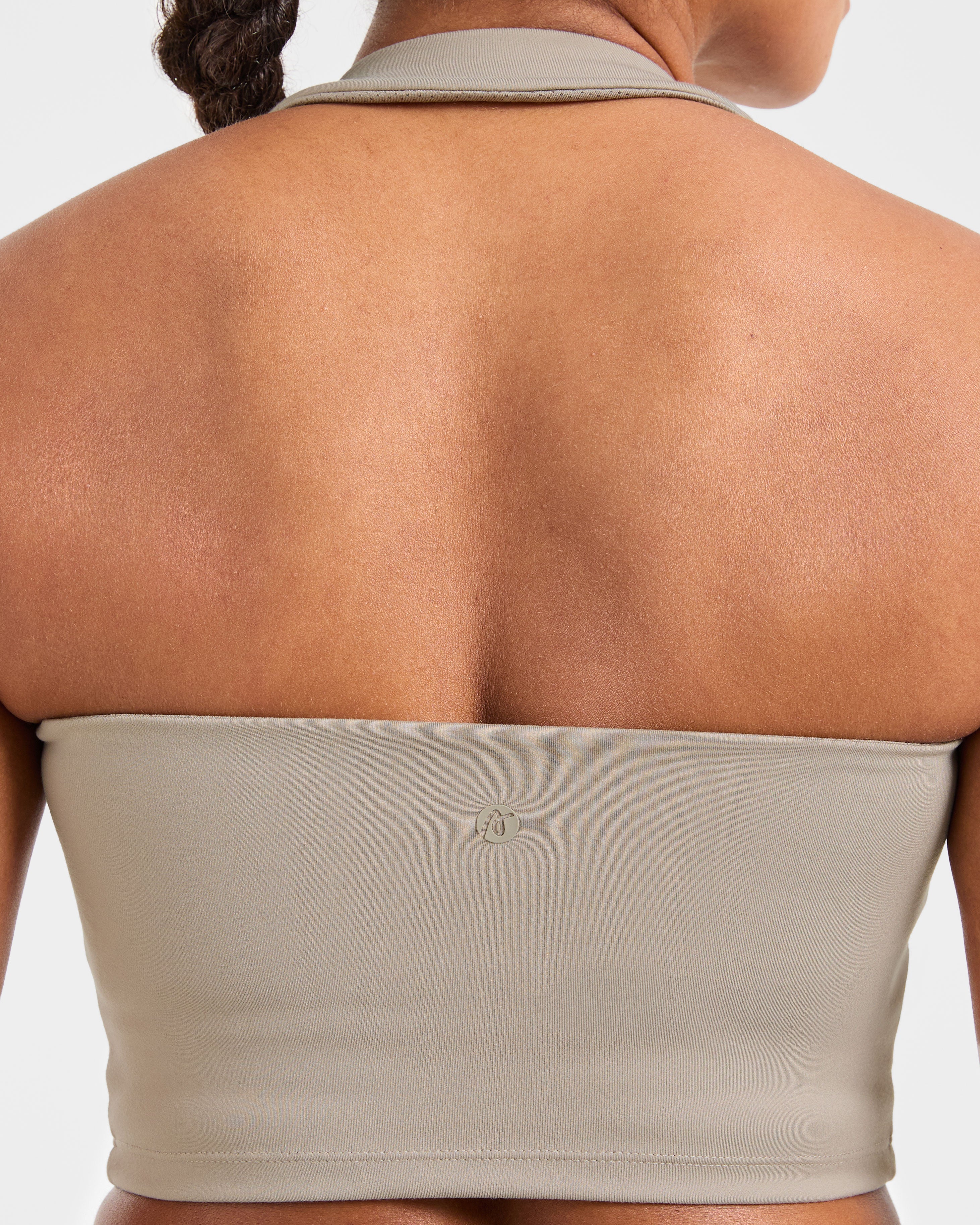 Staple Halterneck Crop Top - Muted Taupe