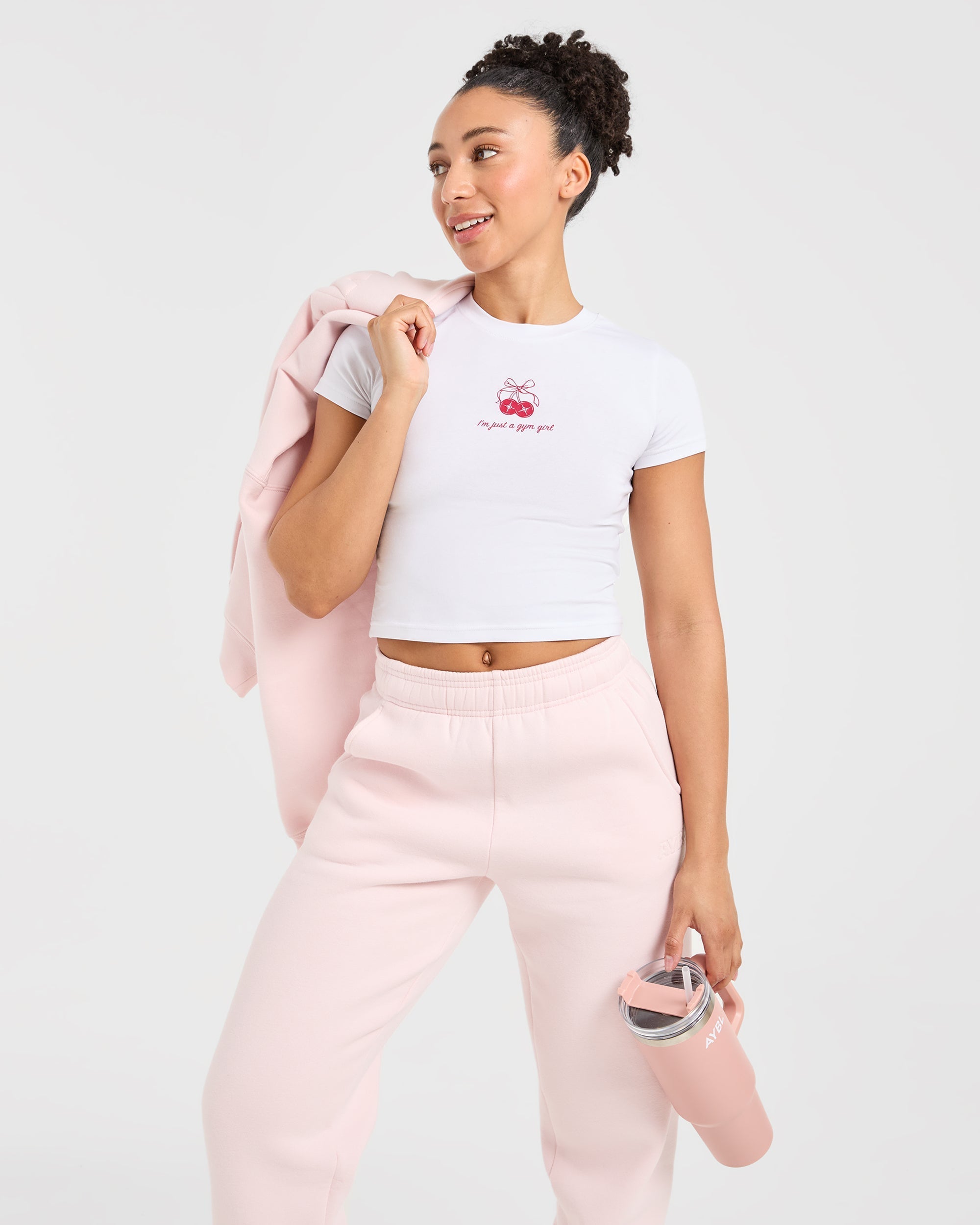 Image 7 from Just a Gym Girl Baby Tee - White/Red