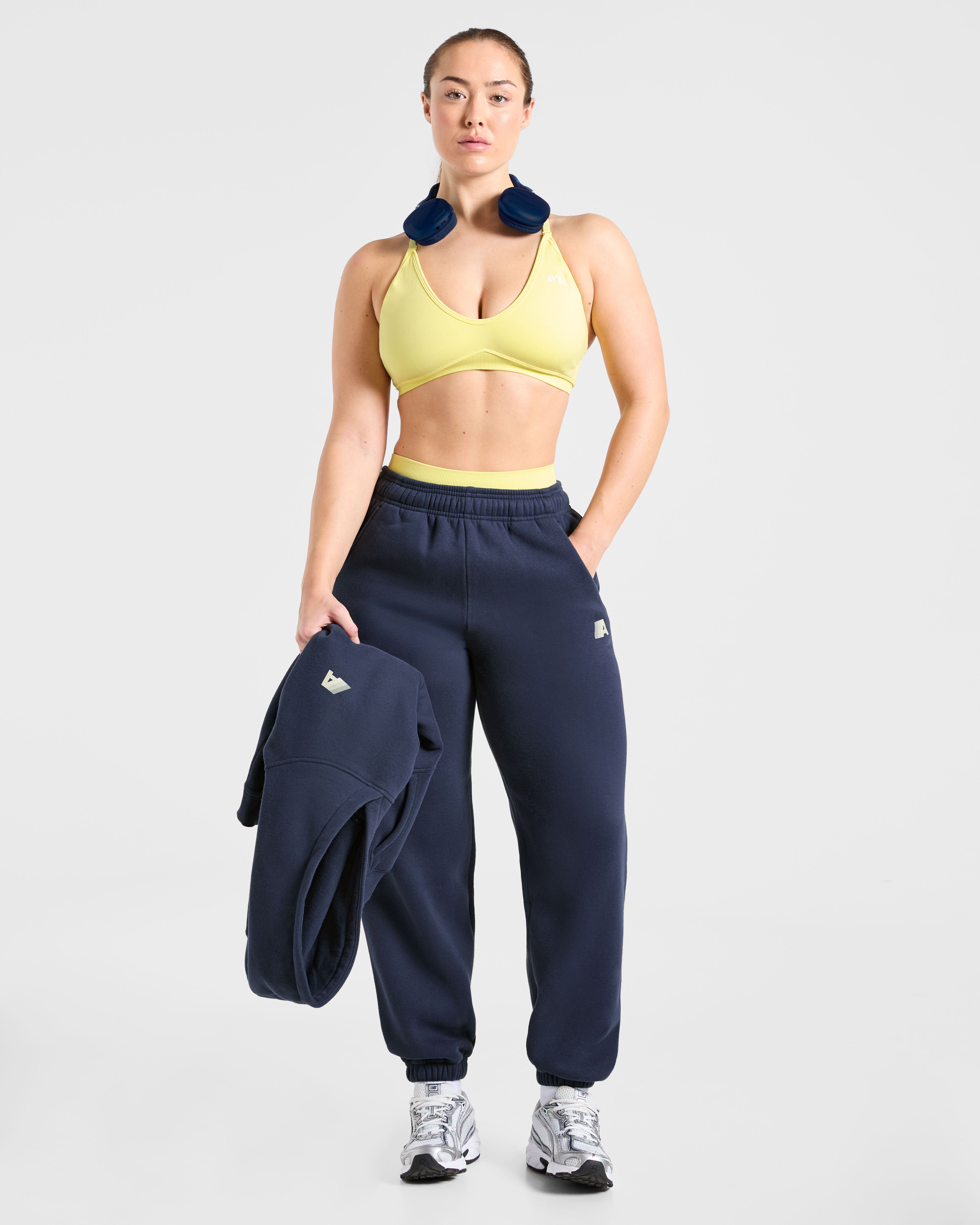 Retro Athletics Oversized Joggers - Navy/Yellow