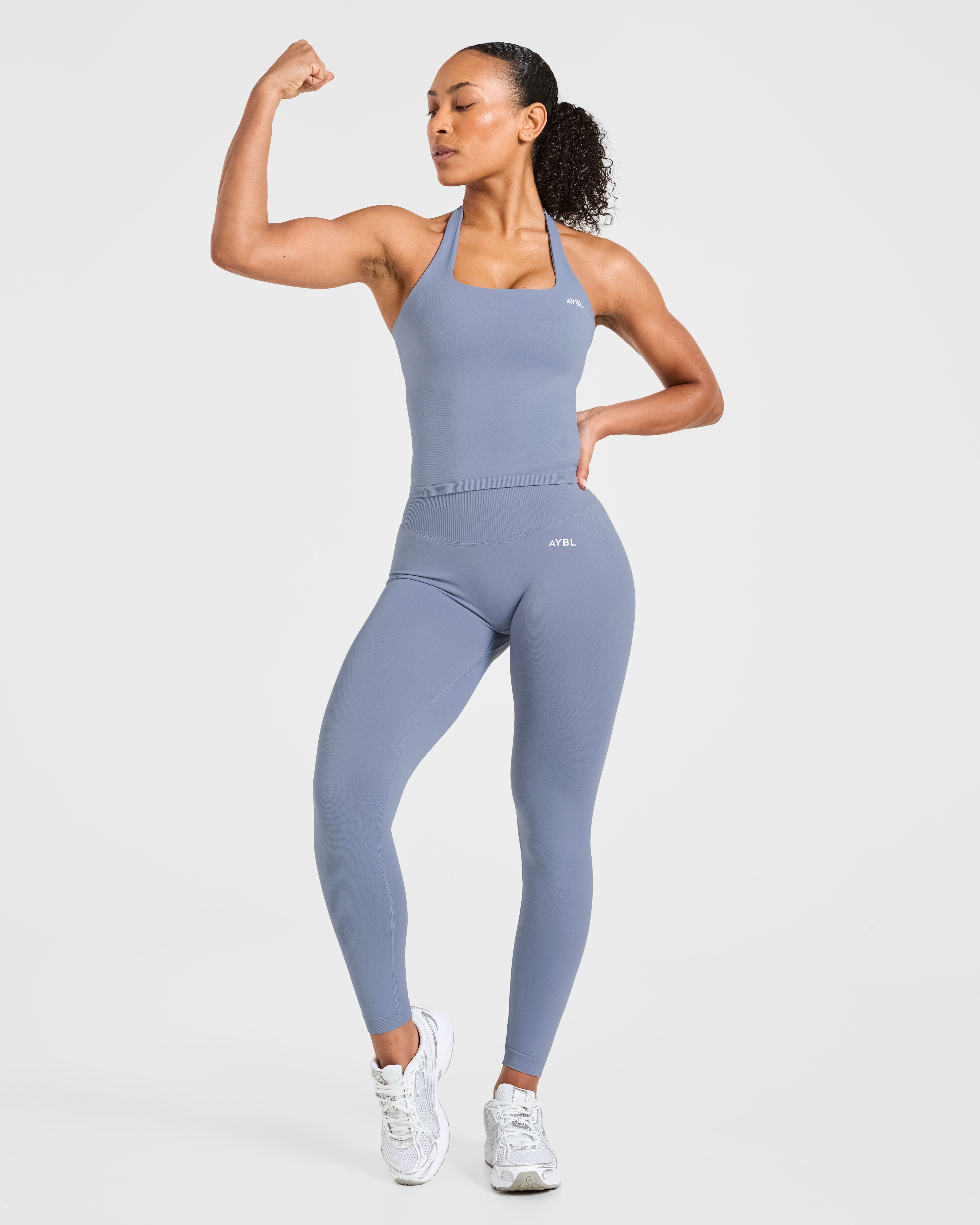 Enhance Seamless Halterneck Top - Slate Blue