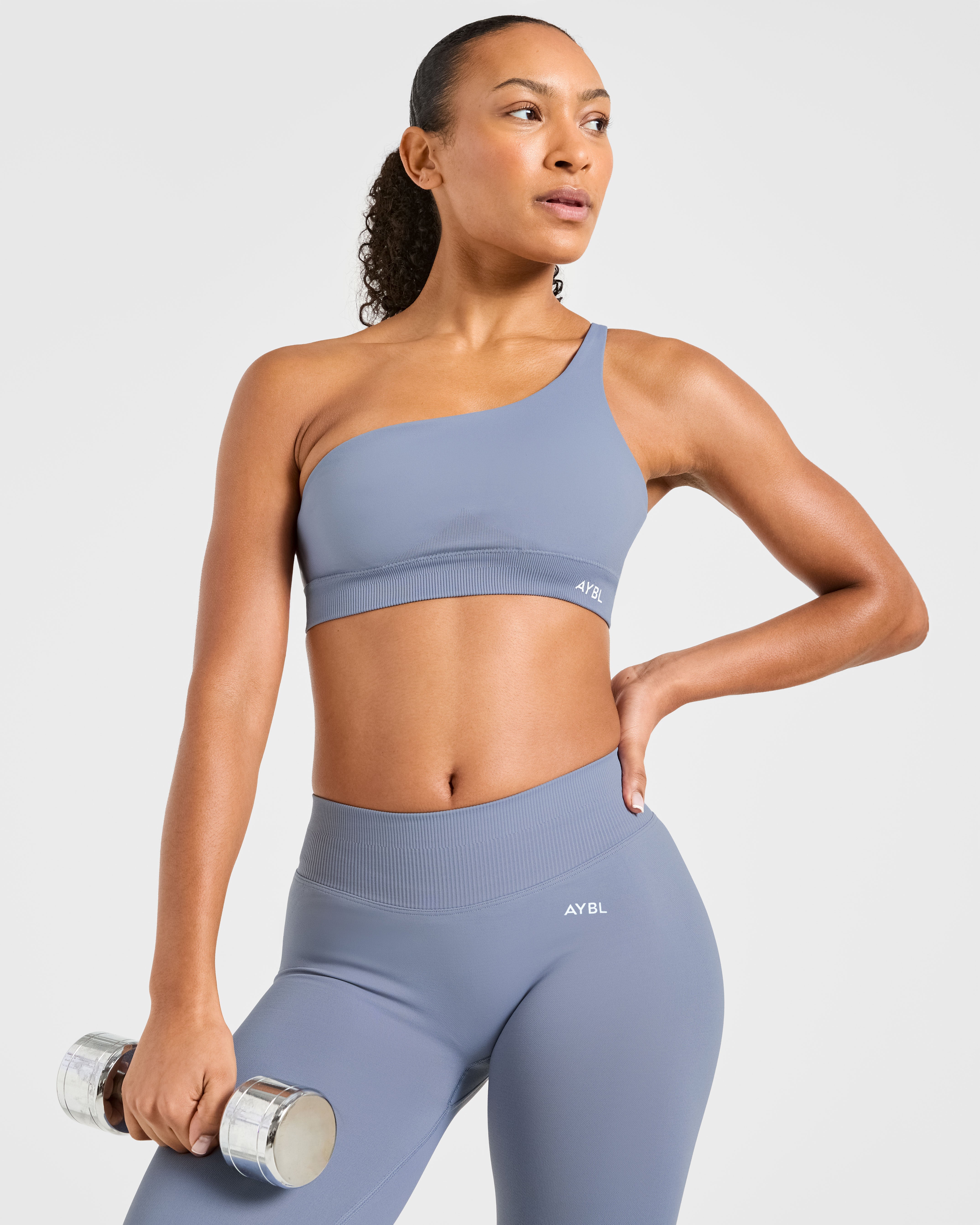 Enhance Seamless One Shoulder Sports Bra - Slate Blue