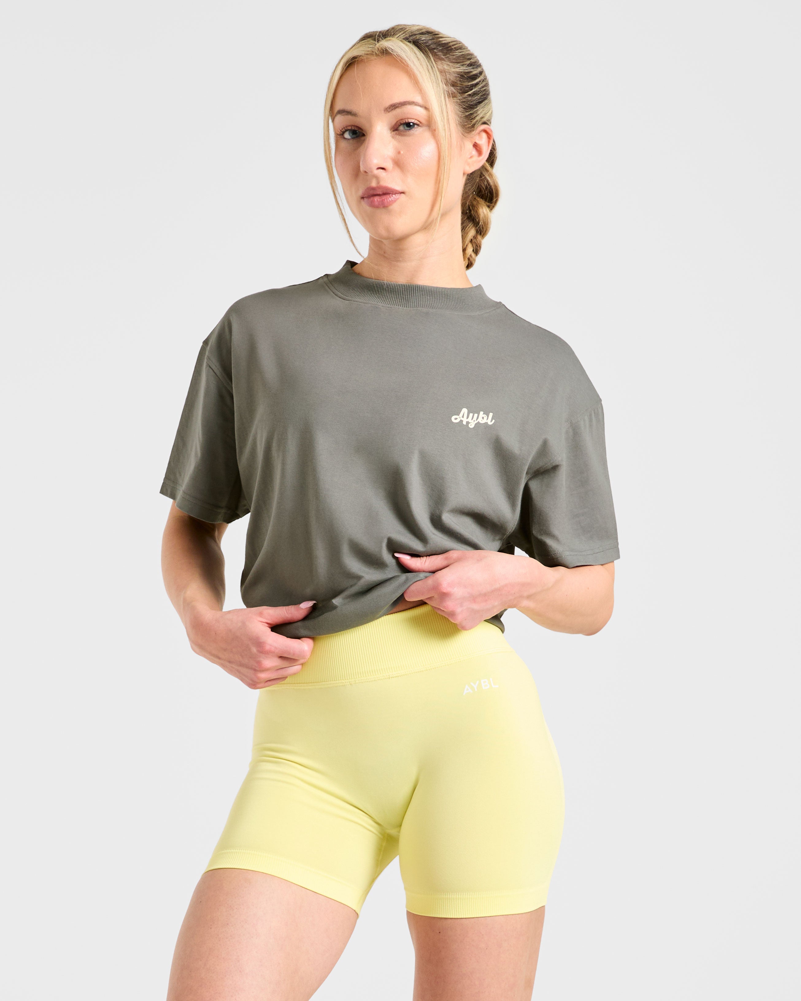 Retro Athletics Club Oversized T Shirt - Charcoal/Butter