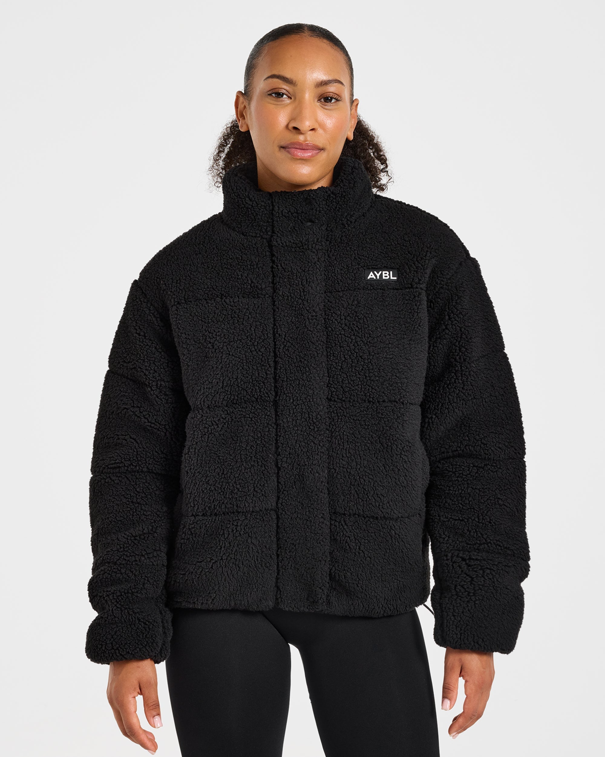 Signature Fleece Puffer Coat - Black