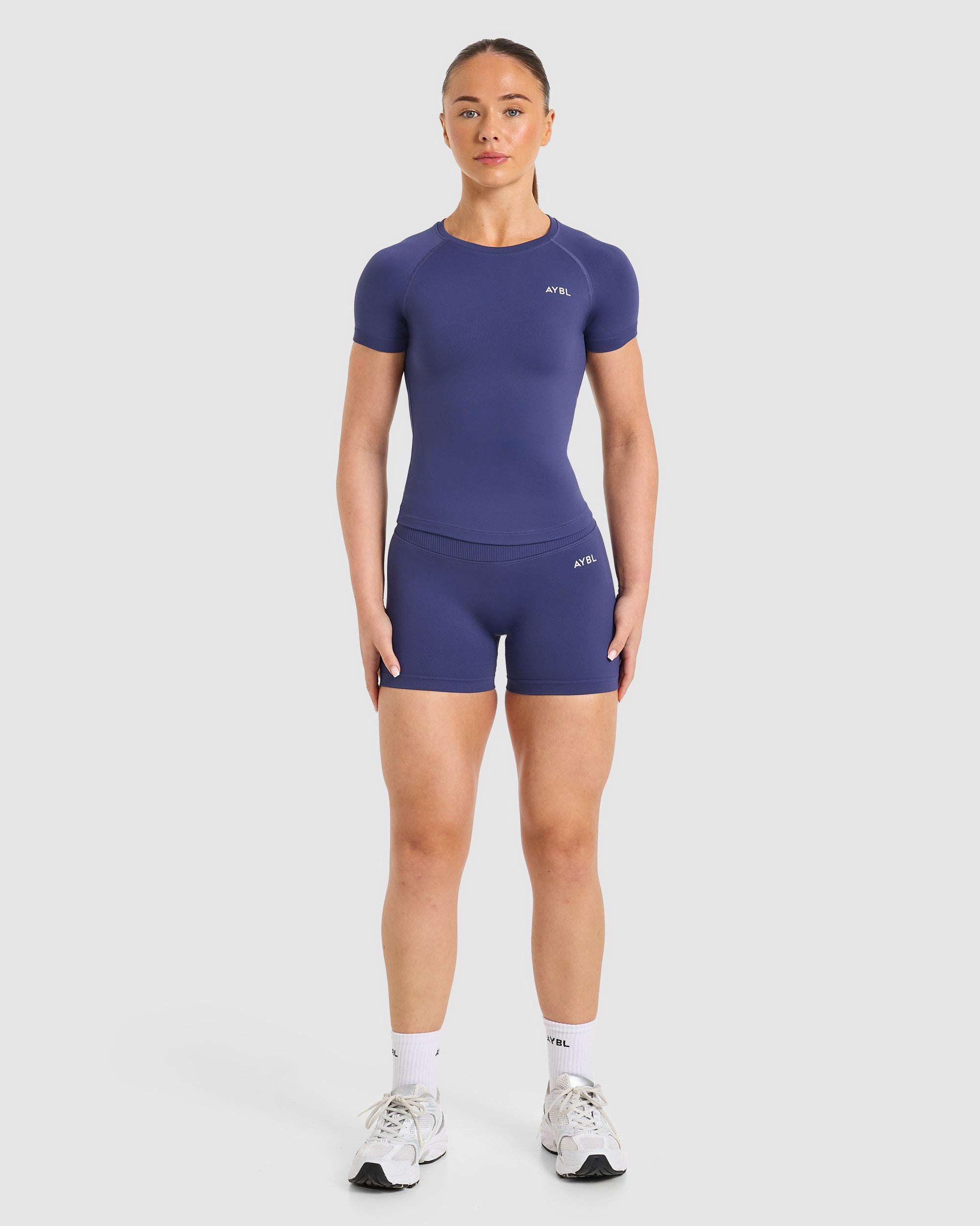 Enhance Seamless Short Sleeve Top - Storm Blue