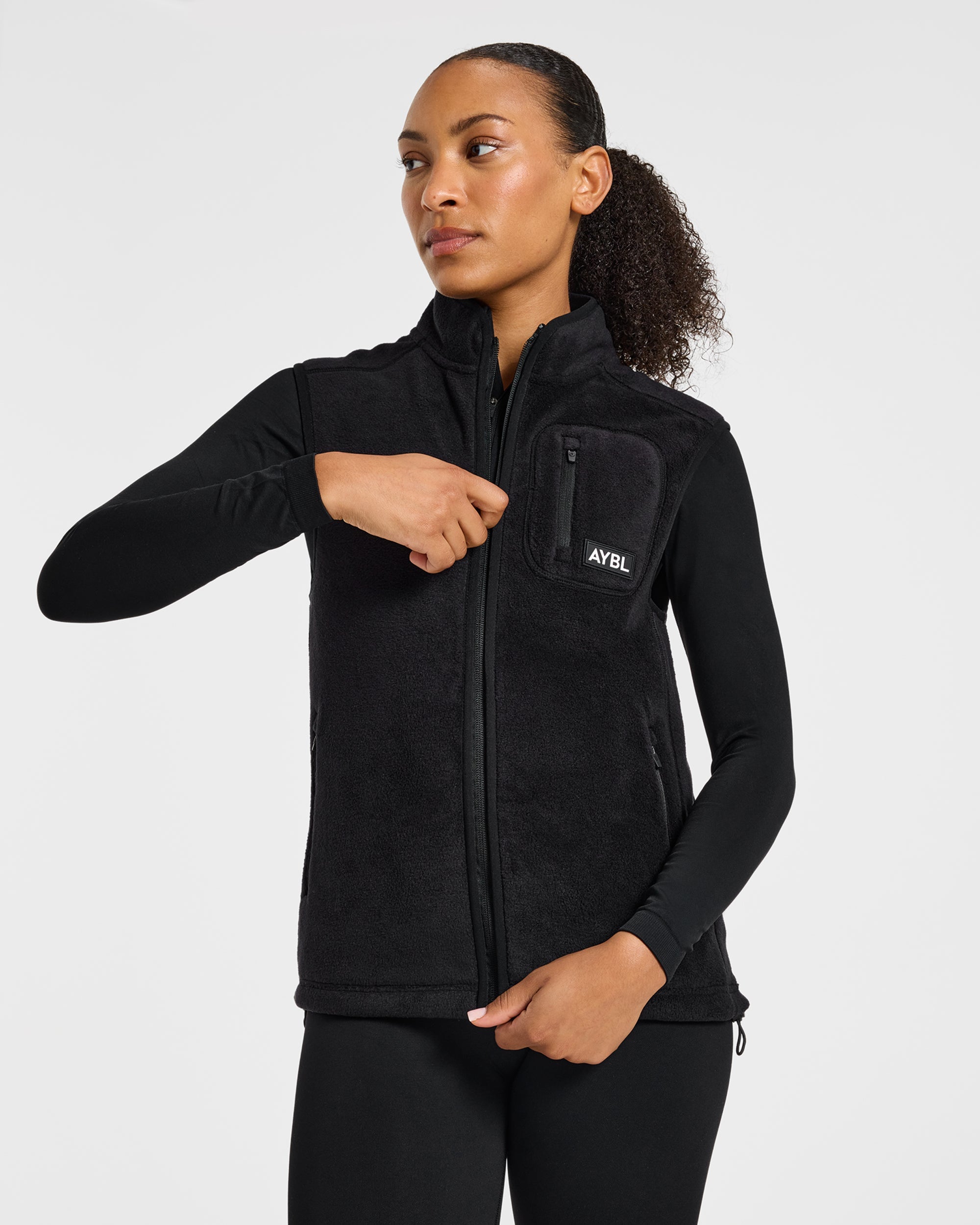 Signature Lightweight Fleece Gilet - Black