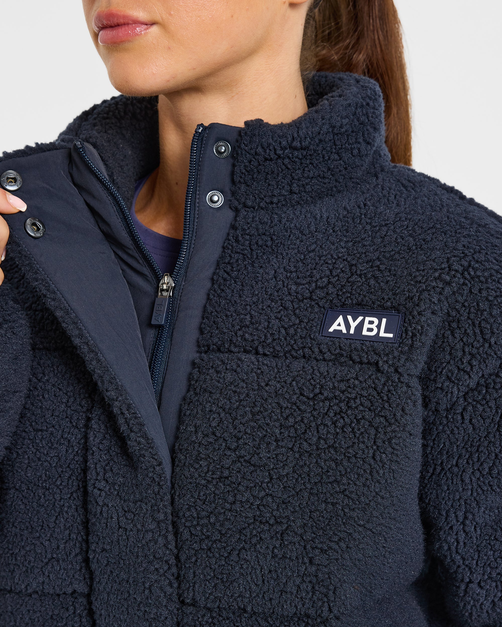 Signature Fleece Puffer Coat - Navy