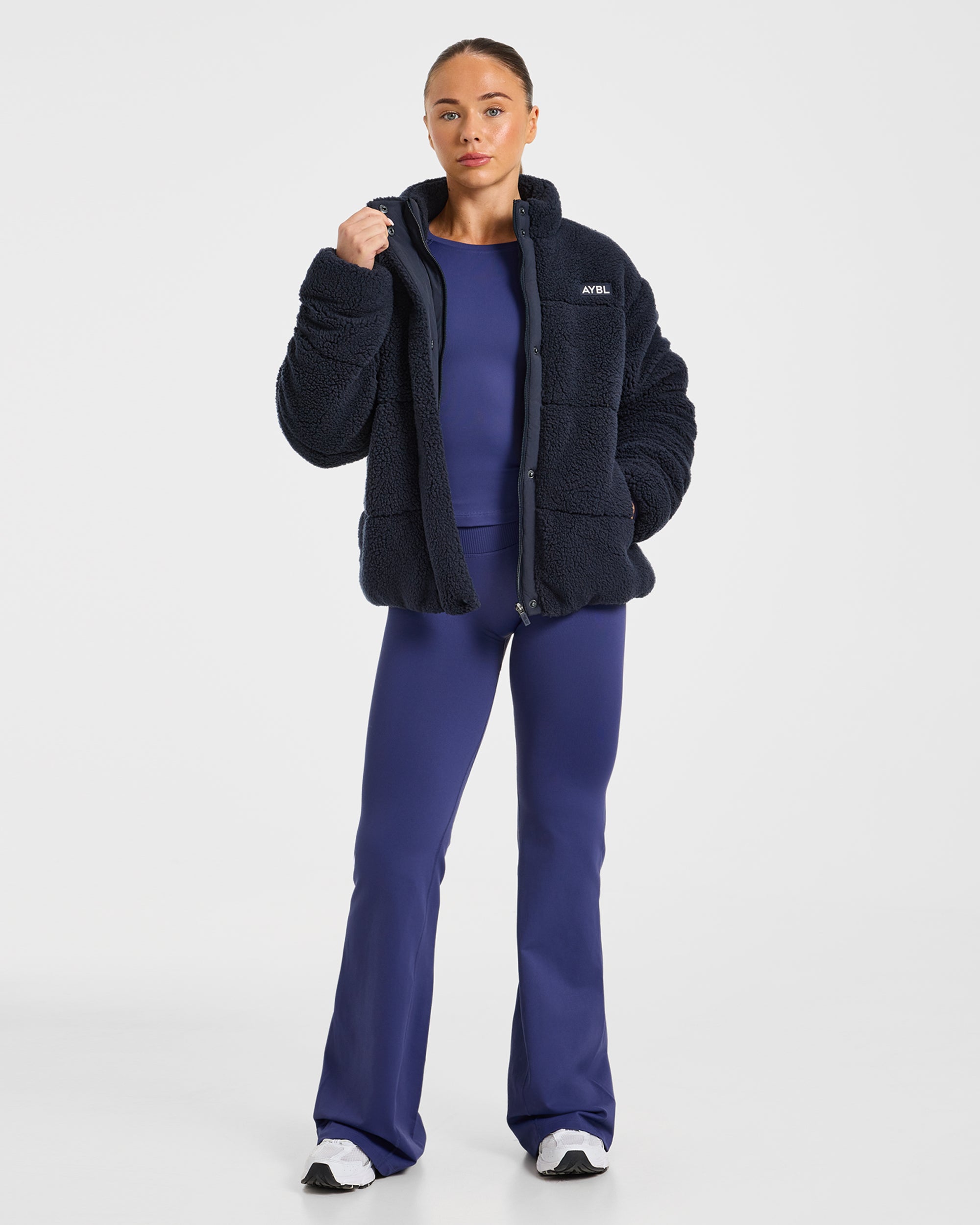 Signature Fleece Puffer Coat - Navy