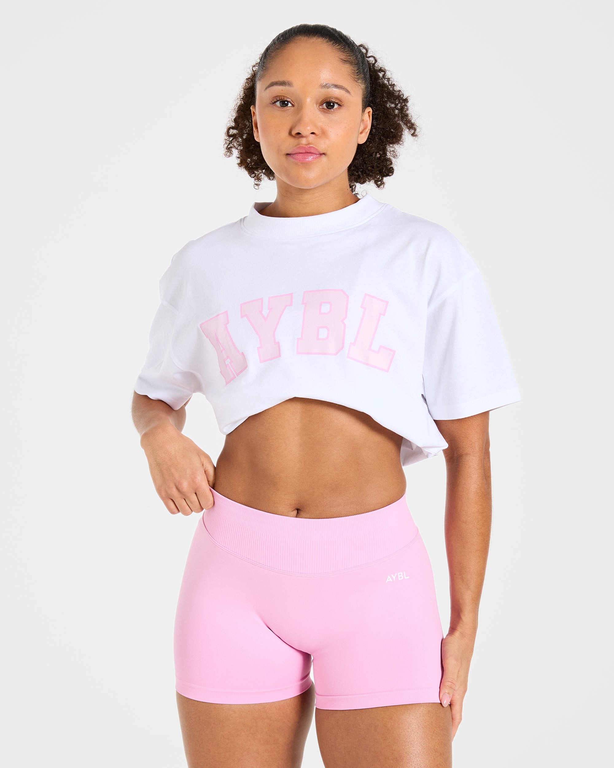 Varsity 2.0 Oversized T Shirt - White/Pink