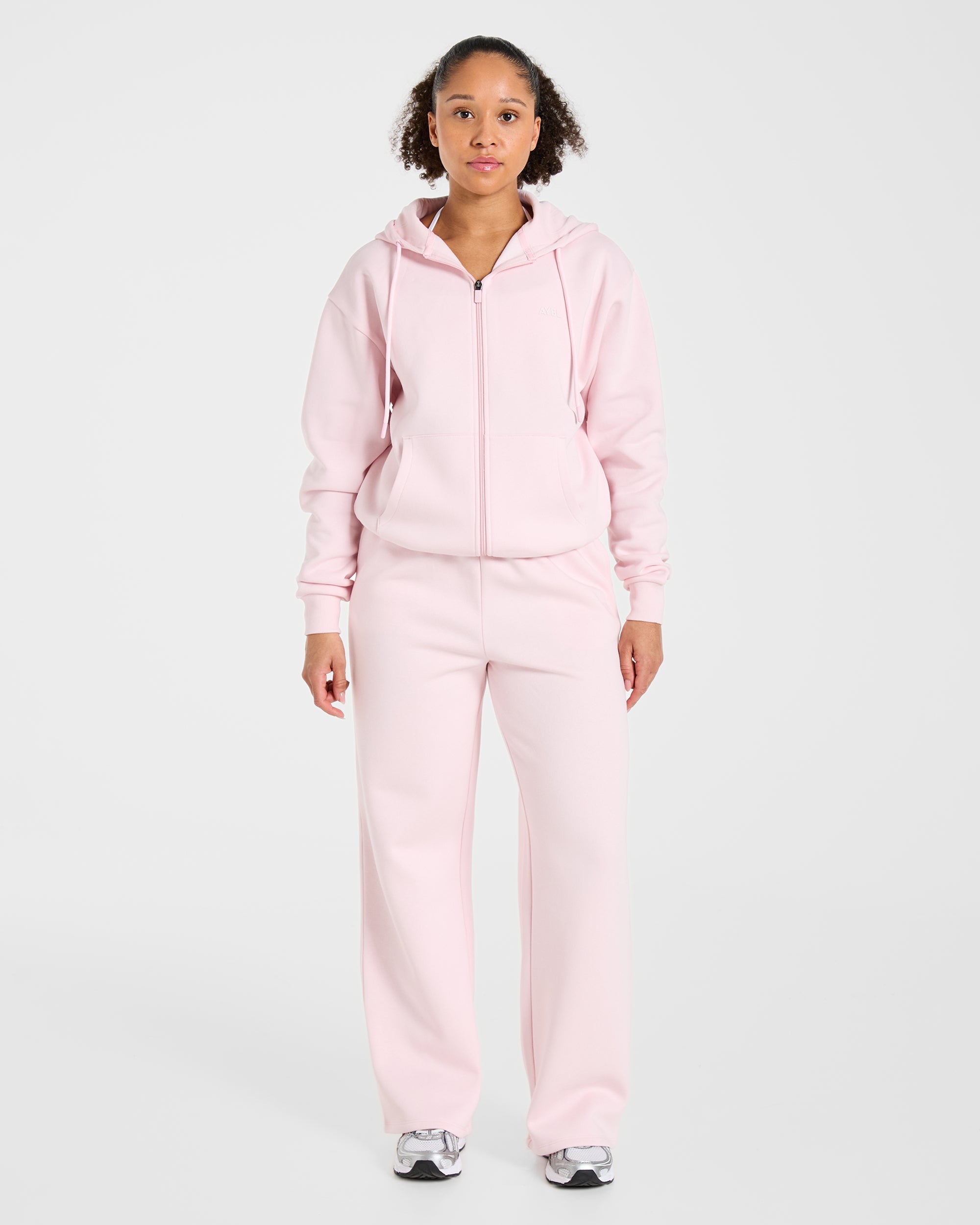 Lifestyle Oversized Zip Up Hoodie - Pastel Pink