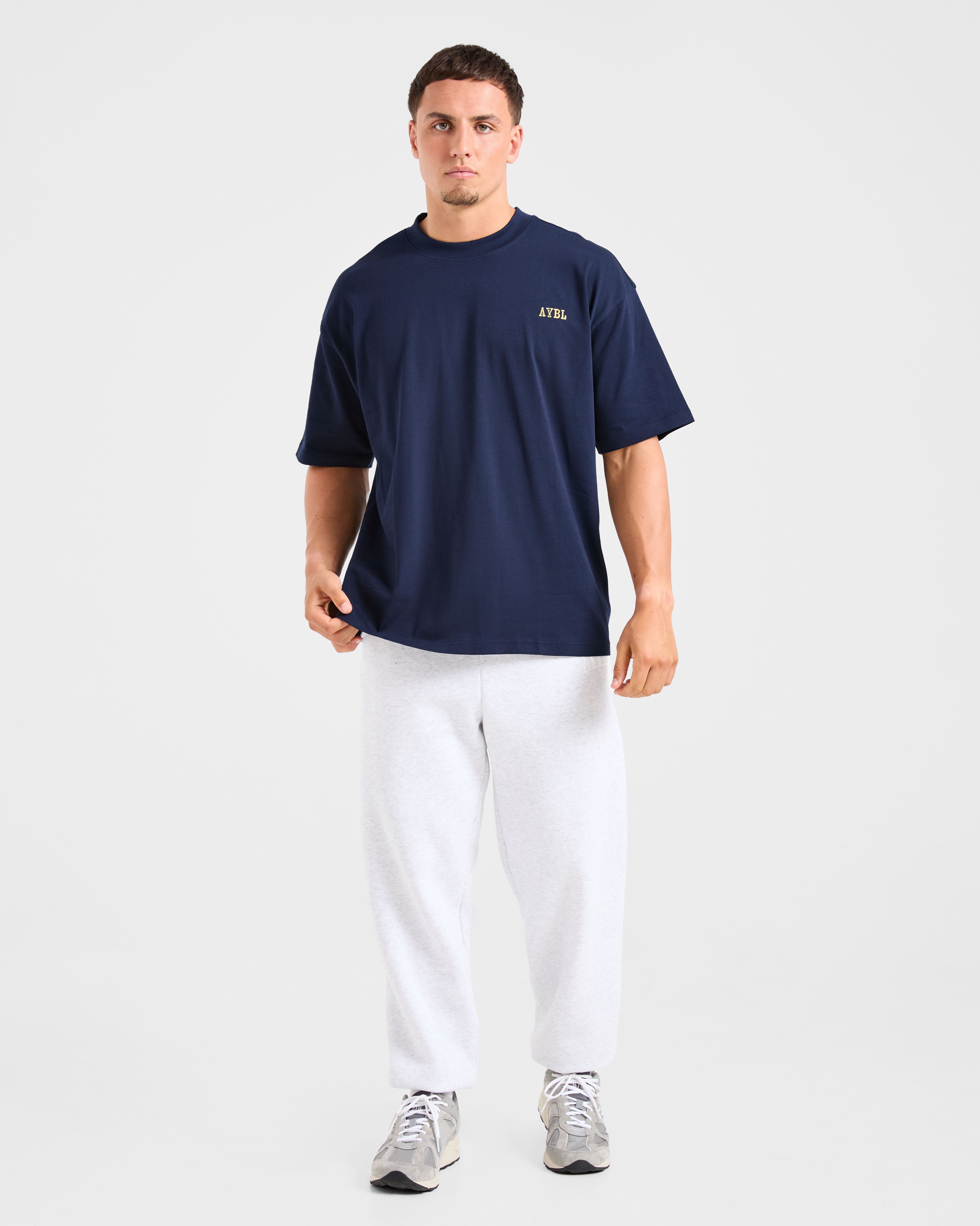 Lifting Essentials Oversized T Shirt - Navy/Yellow