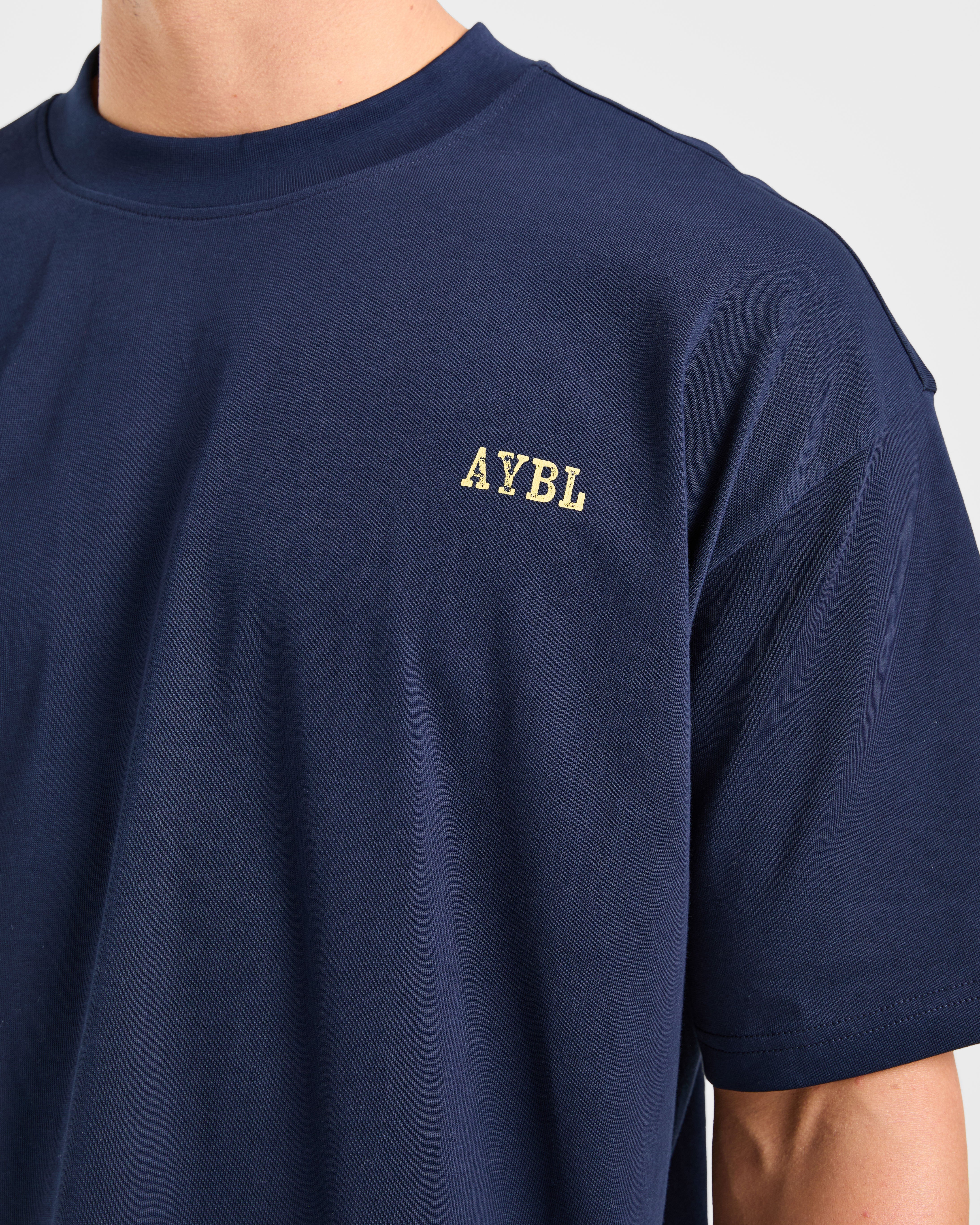 Lifting Essentials Oversized T Shirt - Navy/Yellow