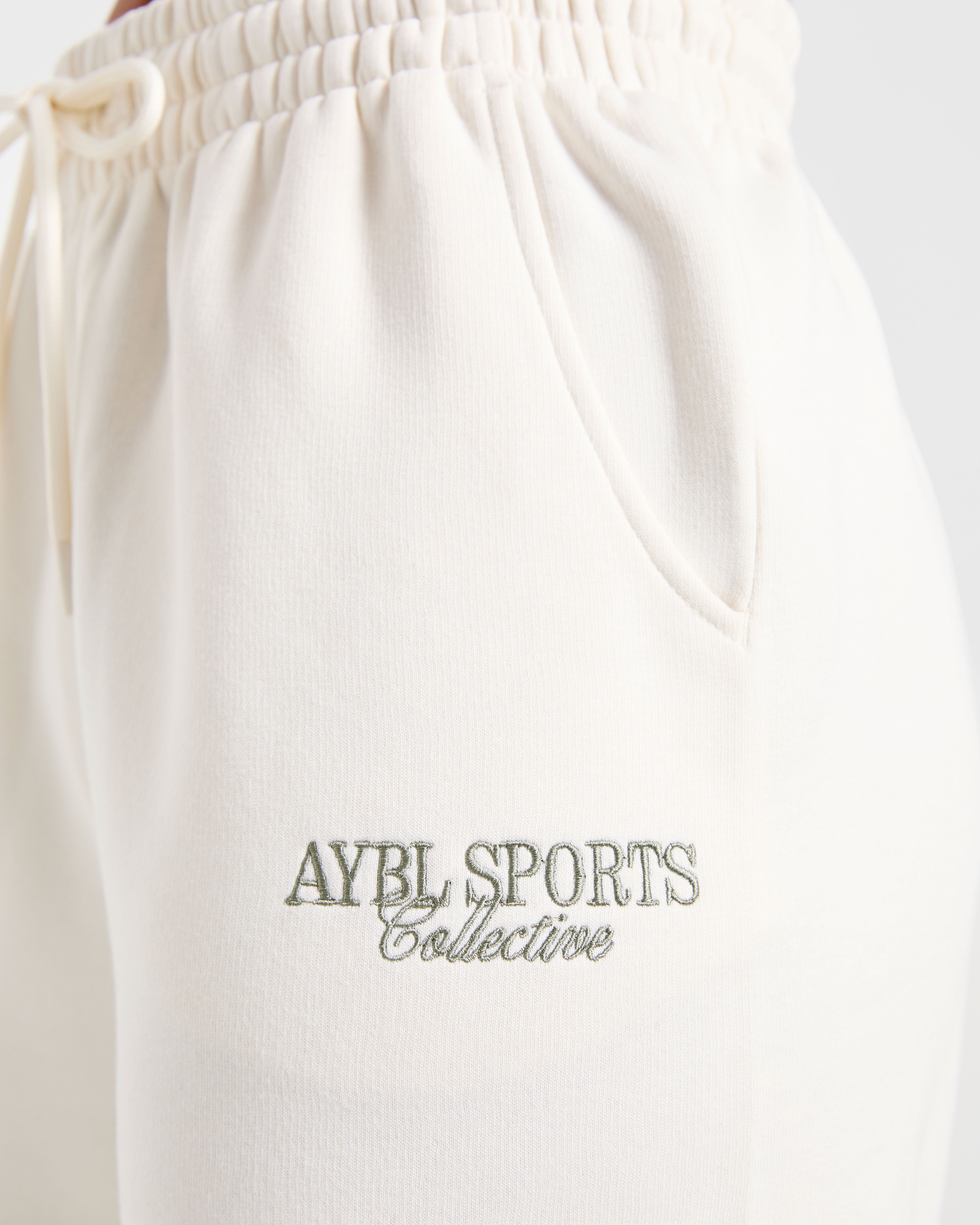 Sports Collective Oversized Straight Leg Joggers - Off White/Green