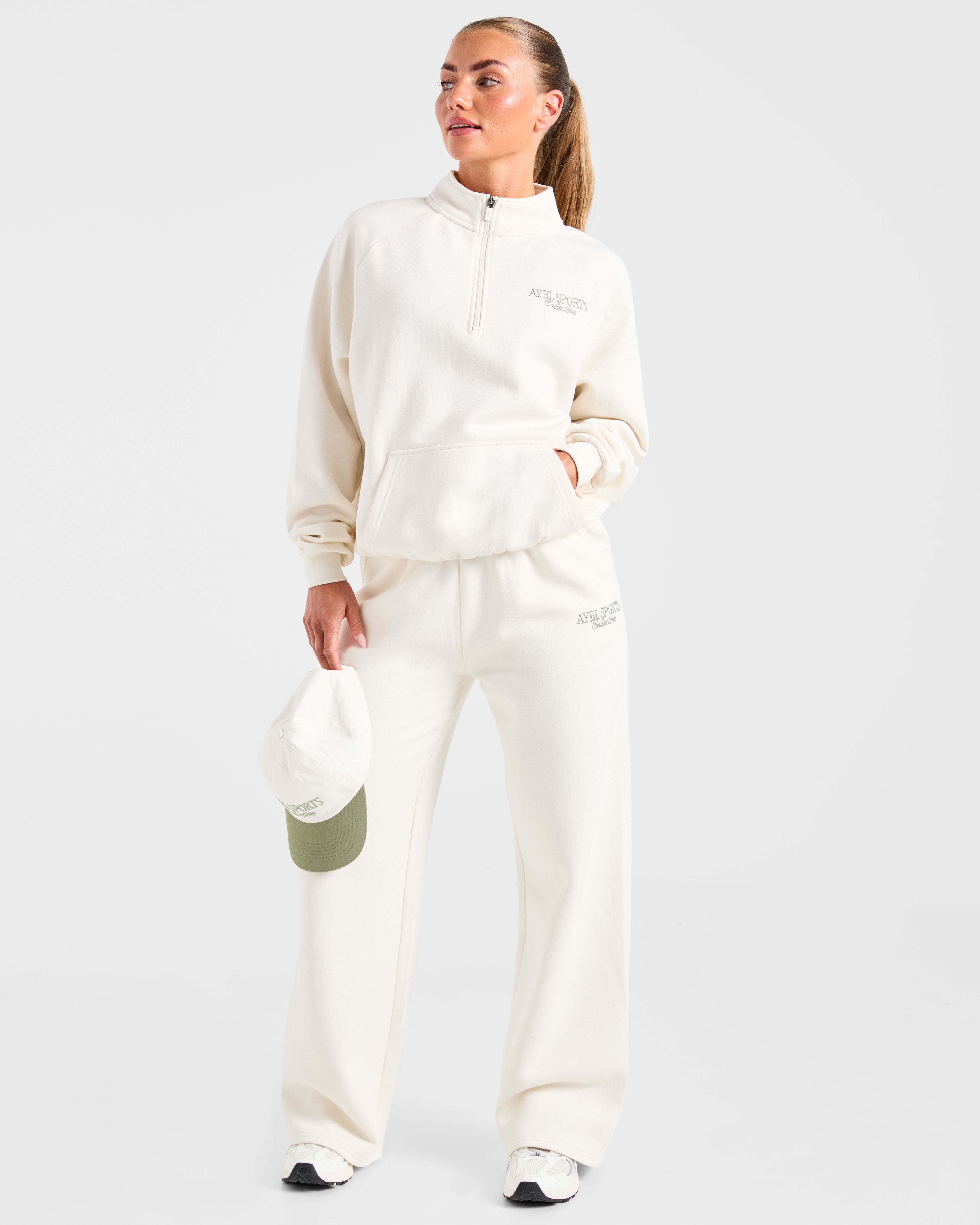 Sports Collective Oversized Straight Leg Joggers - Off White/Green