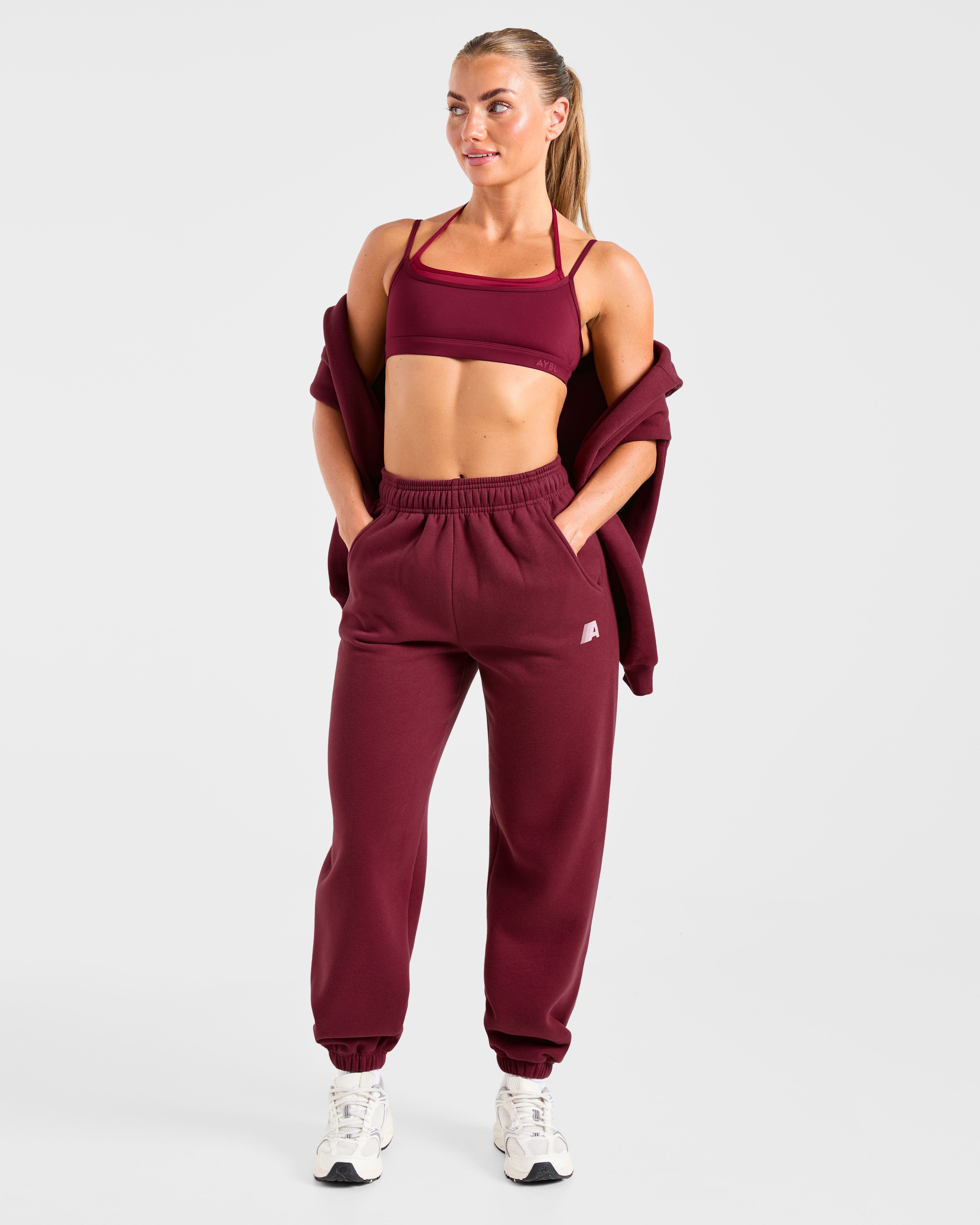 Retro Athletics Oversized Joggers - Deep Raspberry/Pink