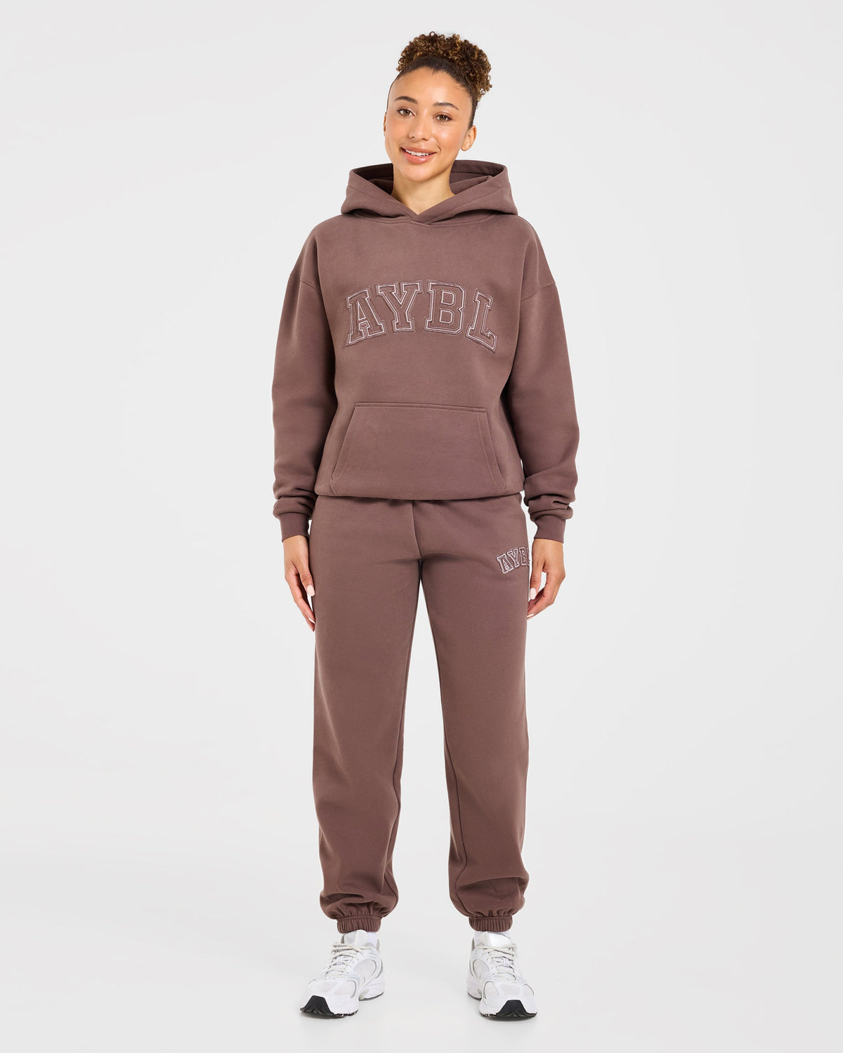 Varsity Applique Oversized Joggers - Brown