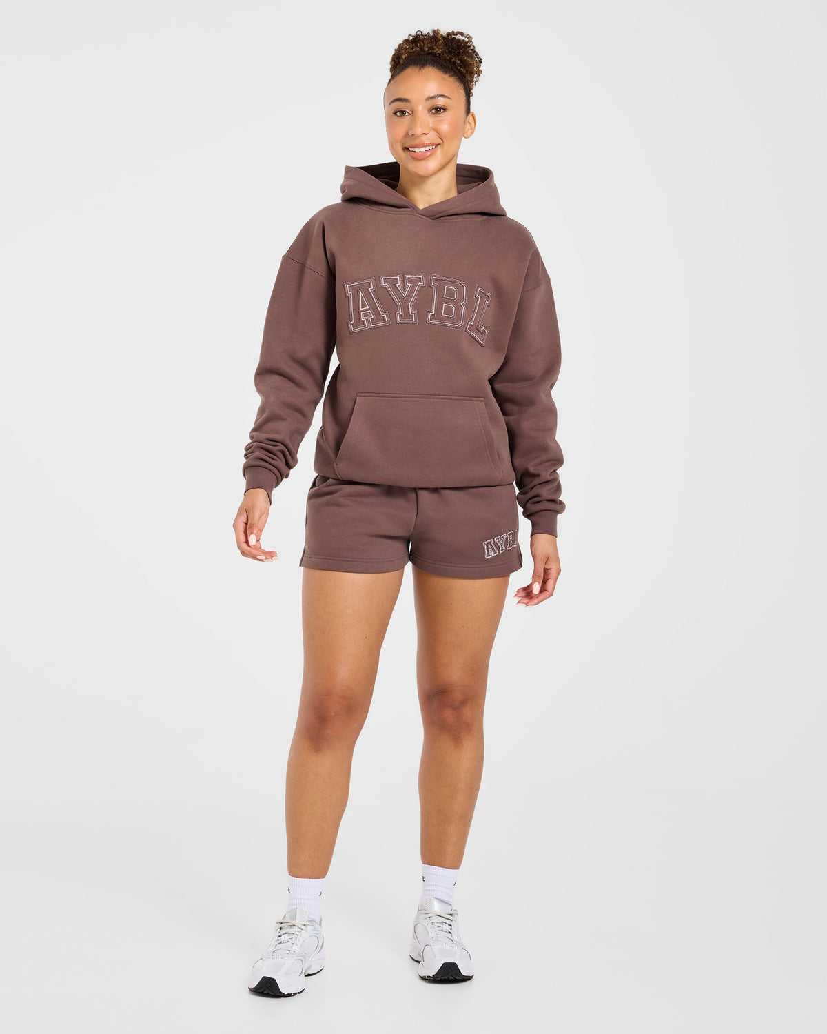 Varsity Applique Oversized Hoodie - Brown