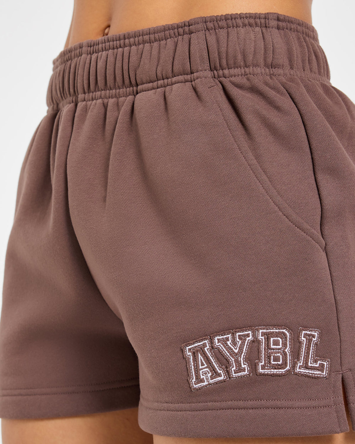 Varsity Applique Oversized Shorts - Brown