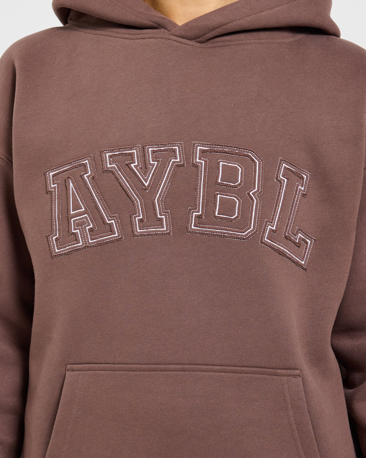 Varsity Applique Oversized Hoodie - Brown