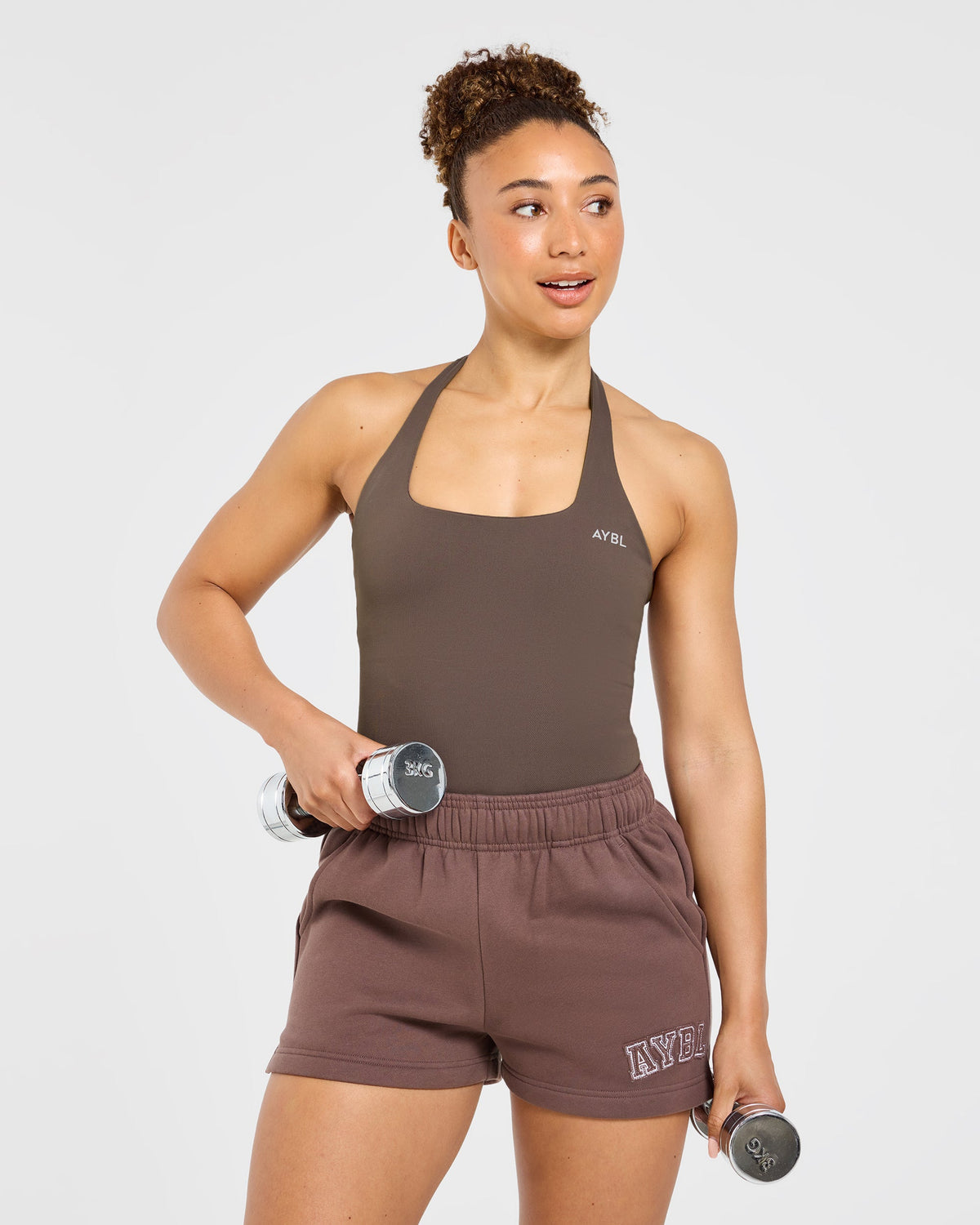 Varsity Applique Oversized Shorts - Brown