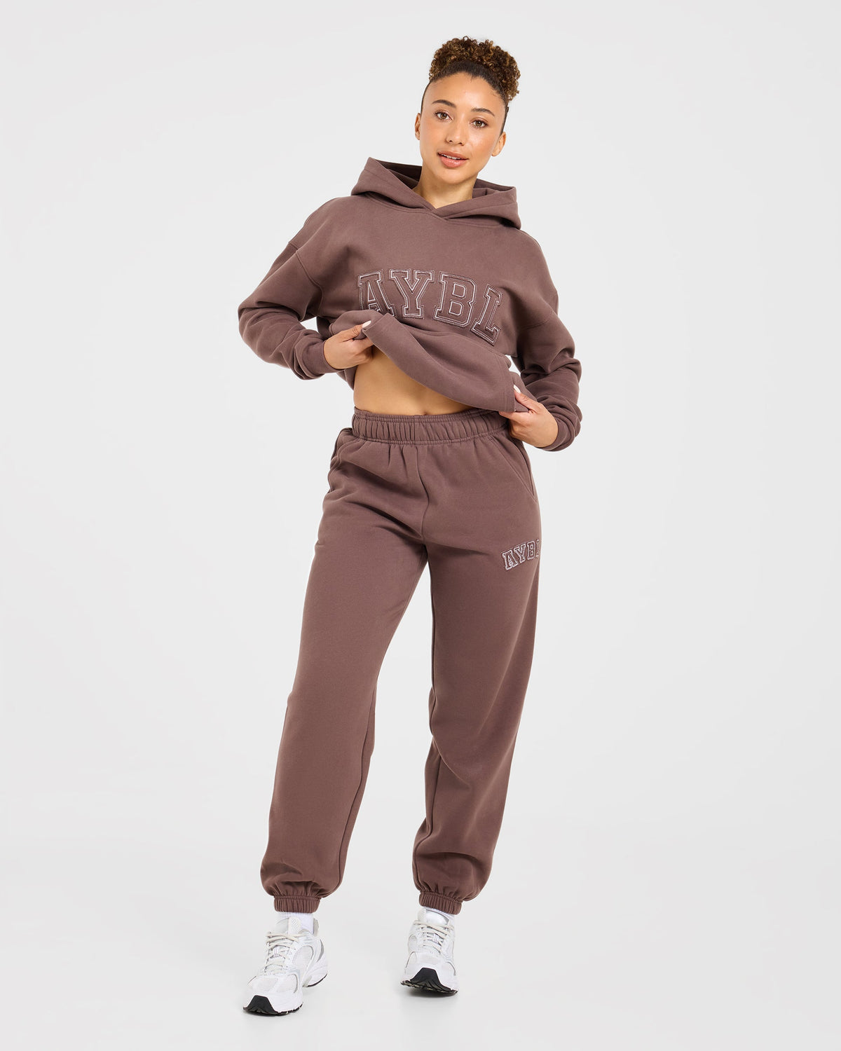 Varsity Applique Oversized Joggers - Brown