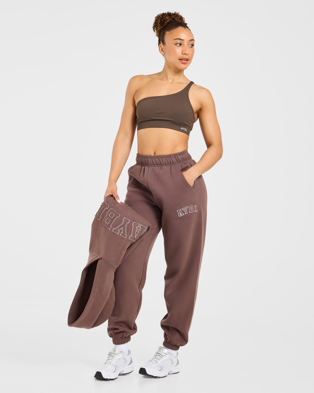 Varsity Applique Oversized Joggers - Brown