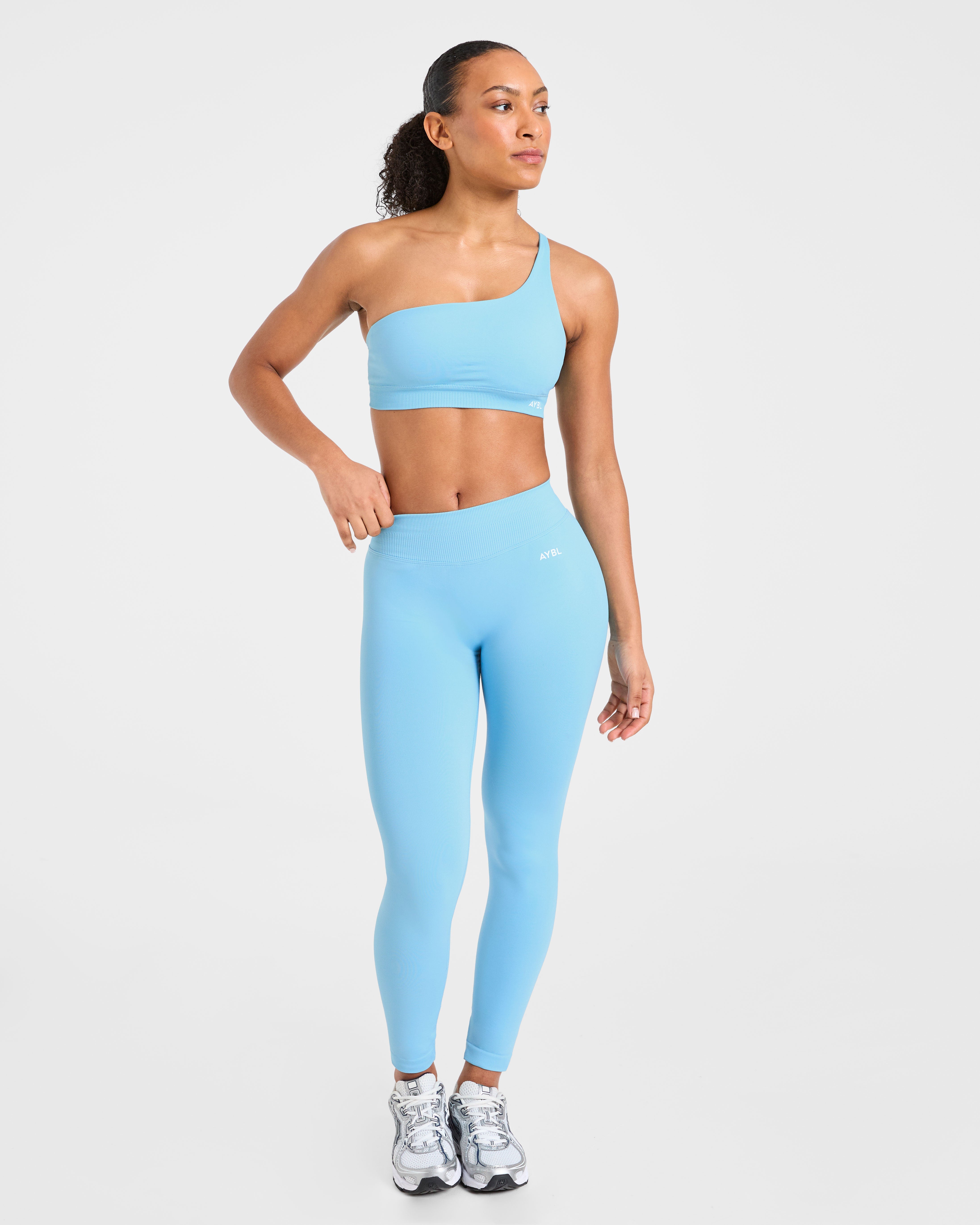 Enhance Seamless One Shoulder Sports Bra - Powder Blue