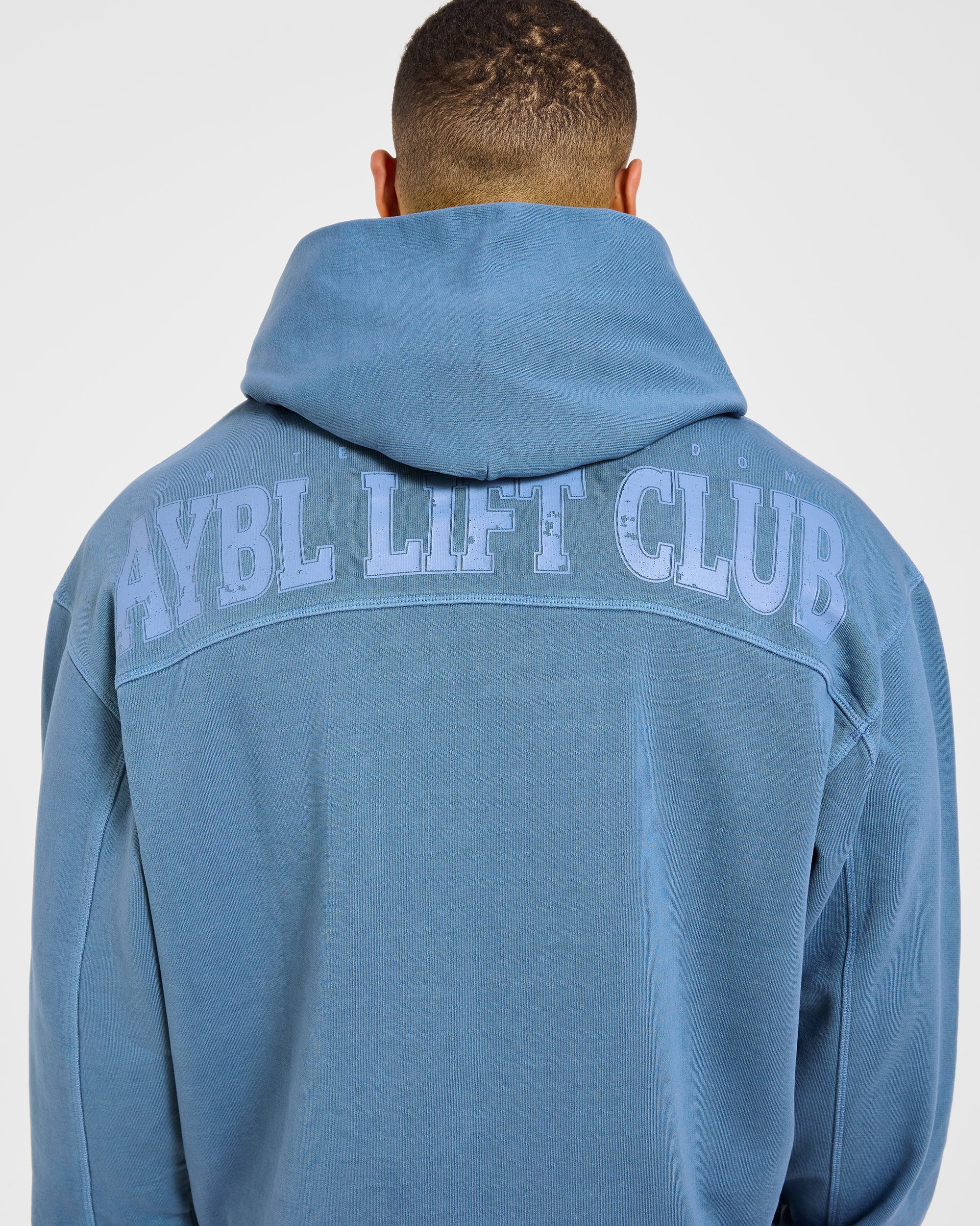 Lift Club Distressed Hoodie - Washed Indigo