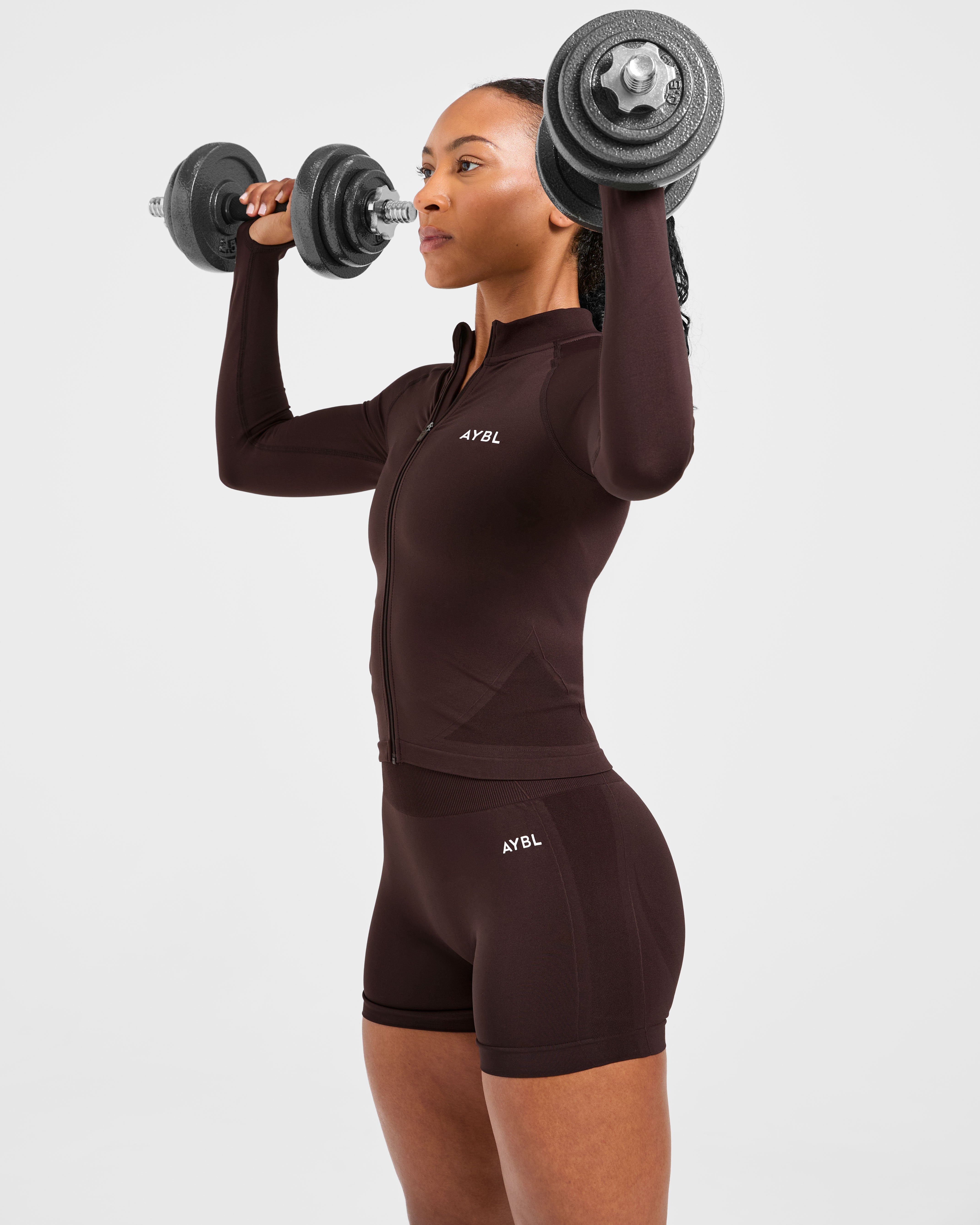 Empower Seamless Full Zip Jacket - Cocoa Brown