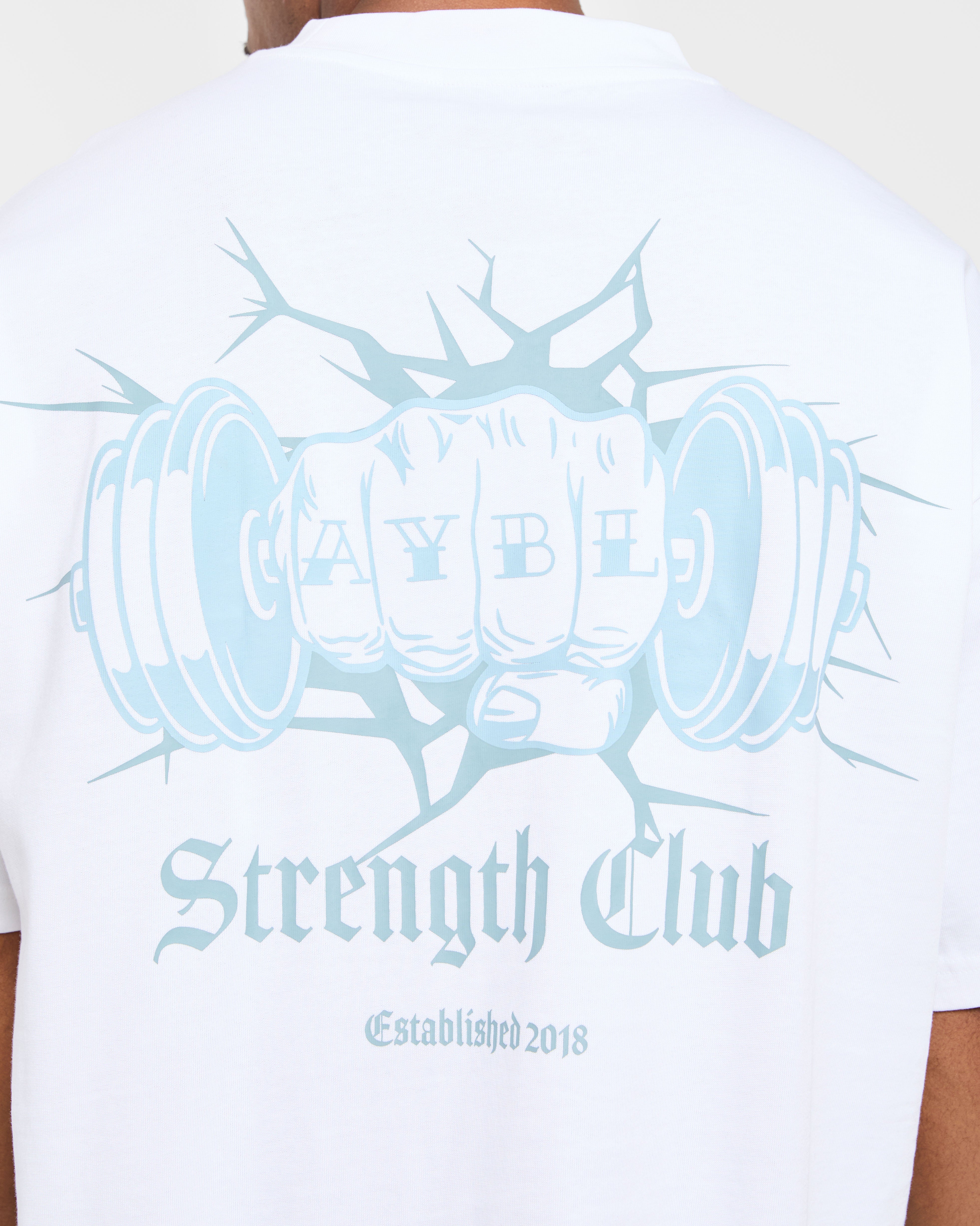 AYBL Strength Club Oversized T Shirt - White/Blue