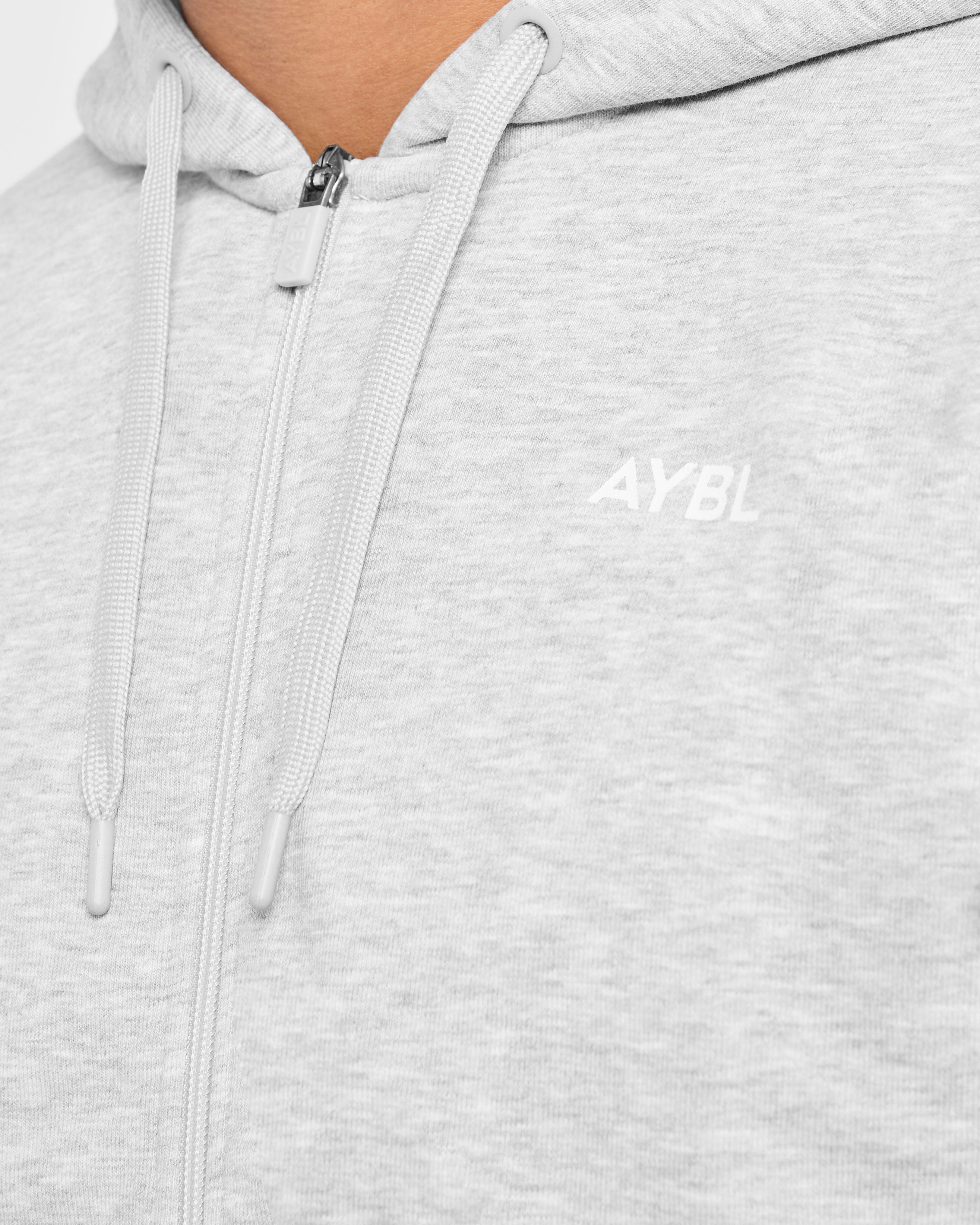 Essential Lightweight Zip Up Hoodie - Grey Marl