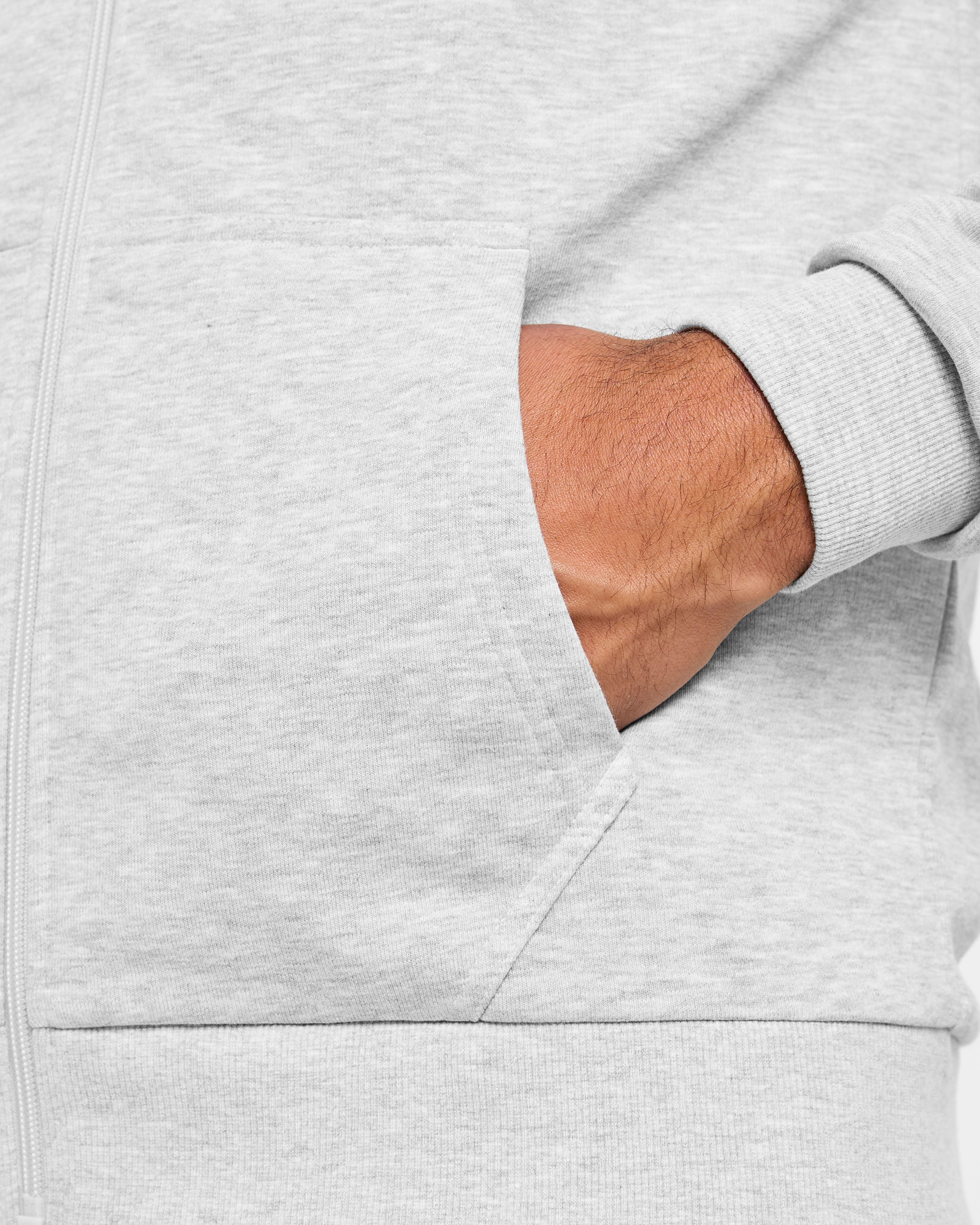 Essential Lightweight Zip Up Hoodie - Grey Marl