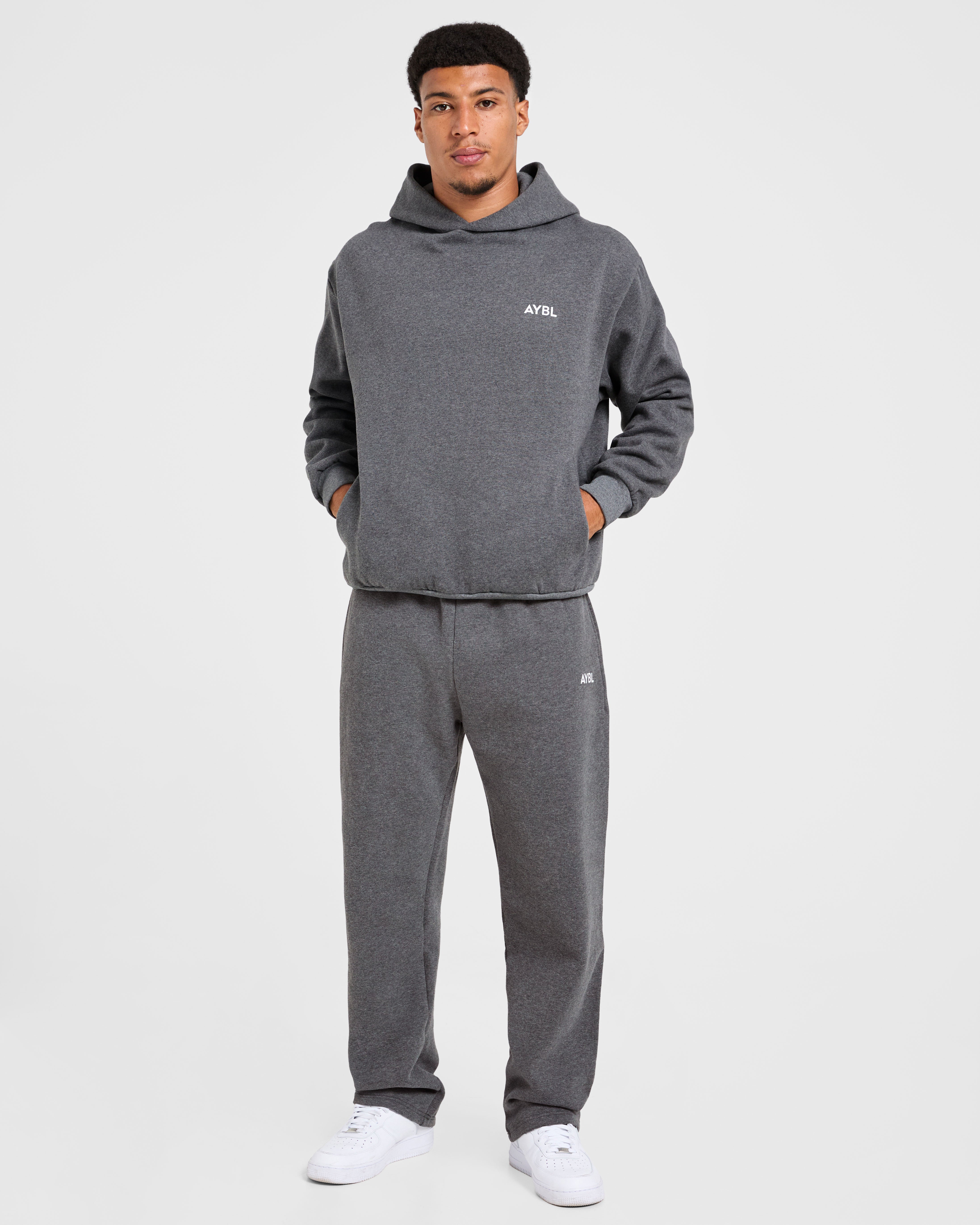 Essential Oversized Straight Leg Joggers - Charcoal Marl