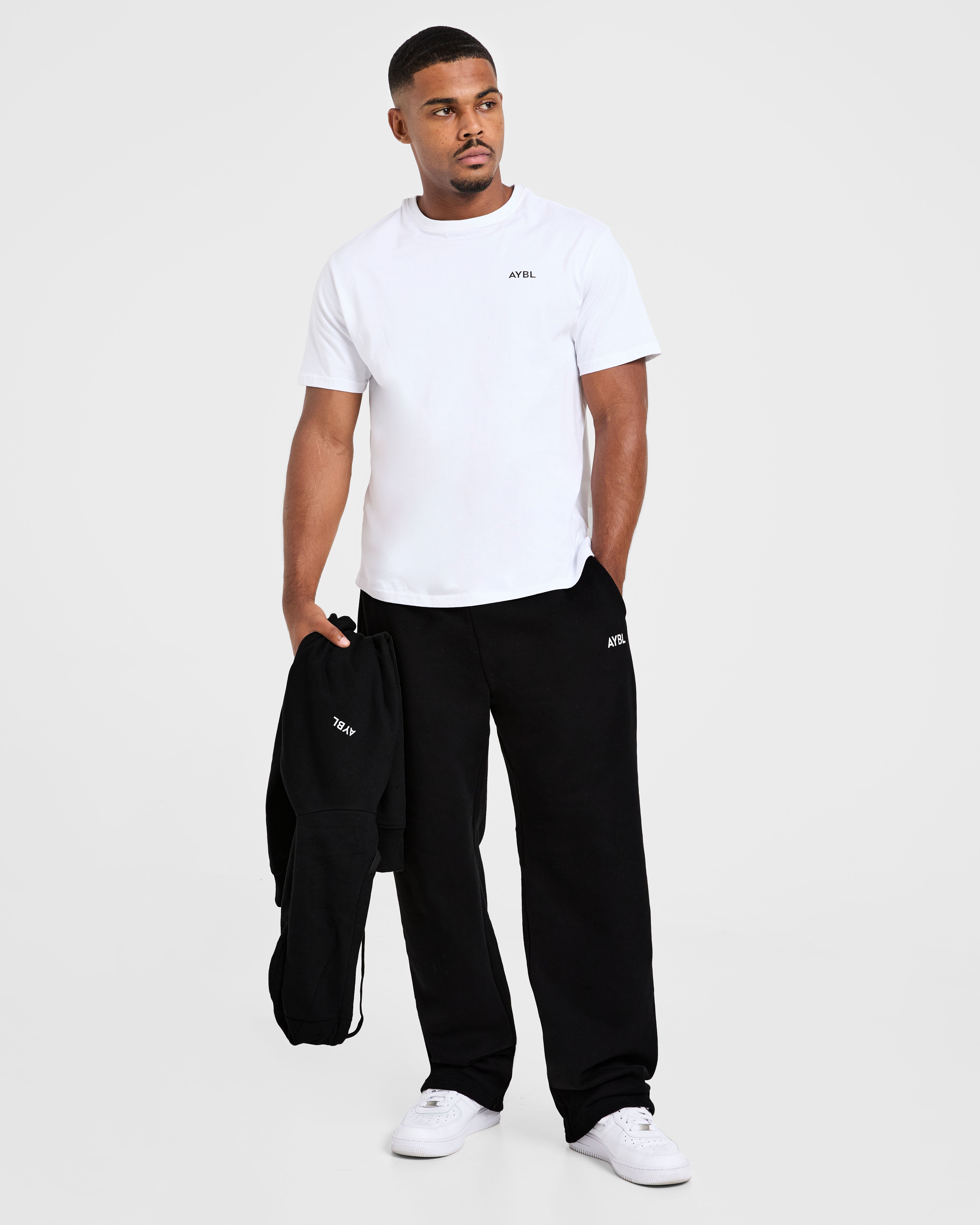 Essential Oversized Straight Leg Joggers - Black