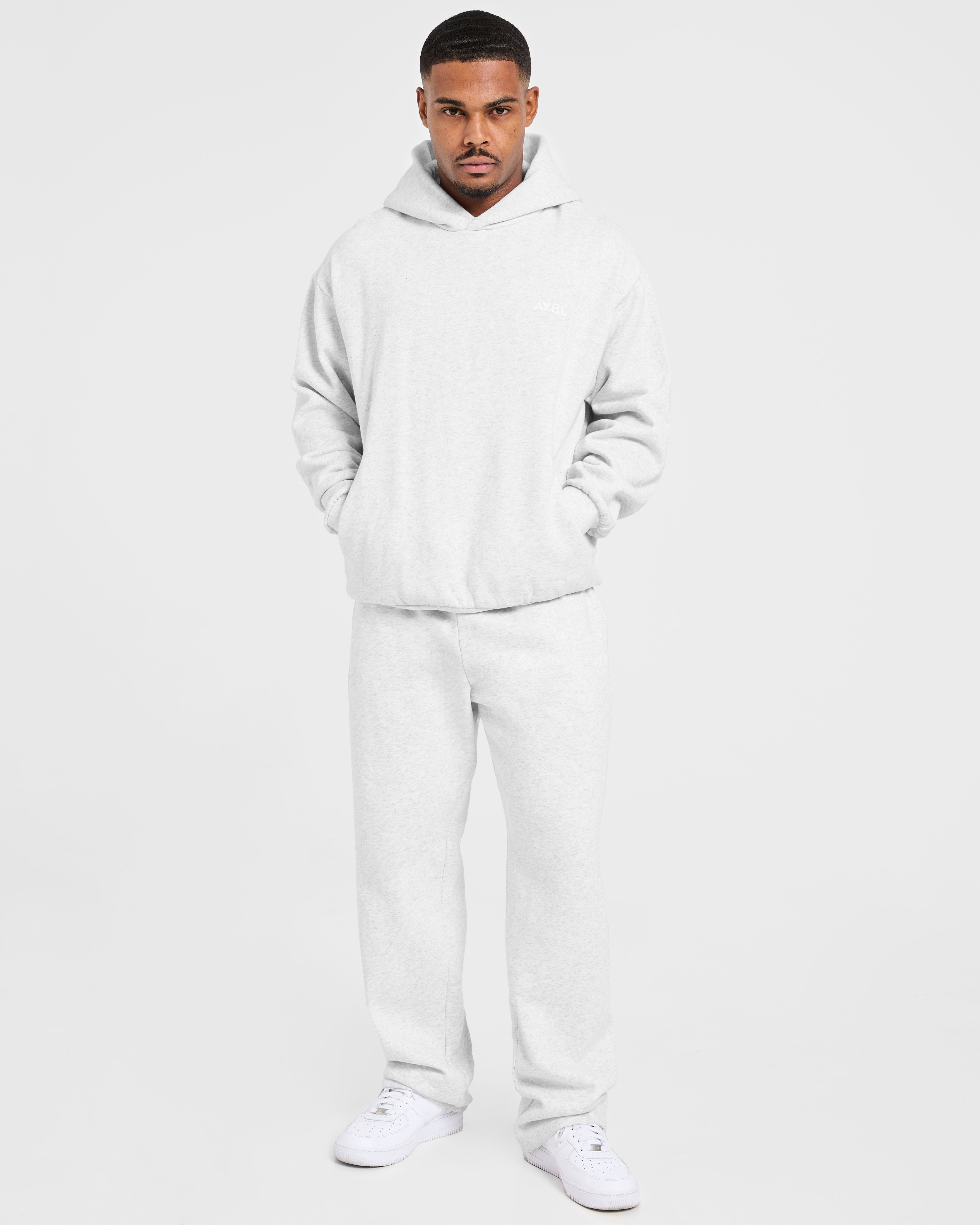 Essential Oversized Straight Leg Joggers - Grey Marl