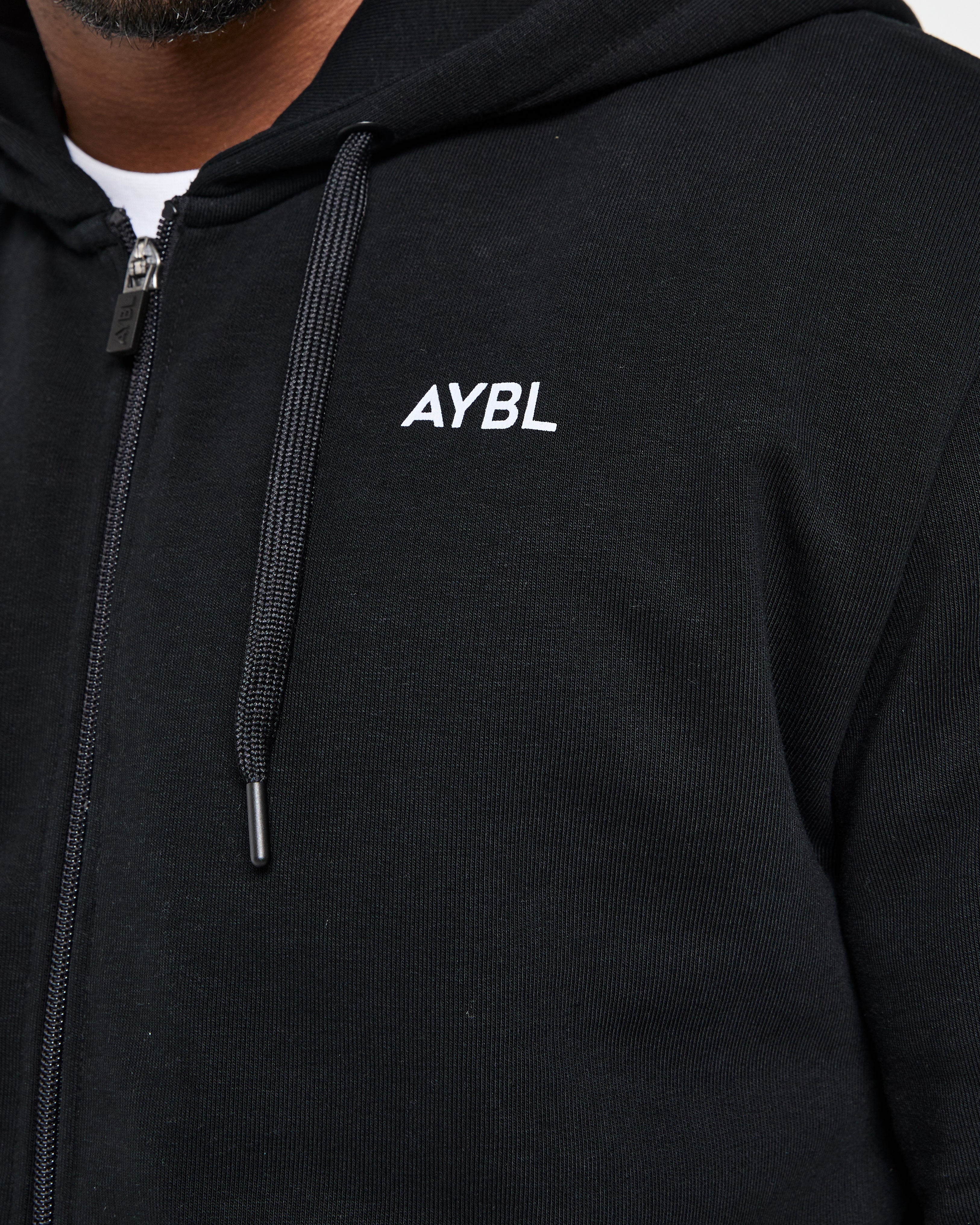 Essential Lightweight Zip Up Hoodie - Black
