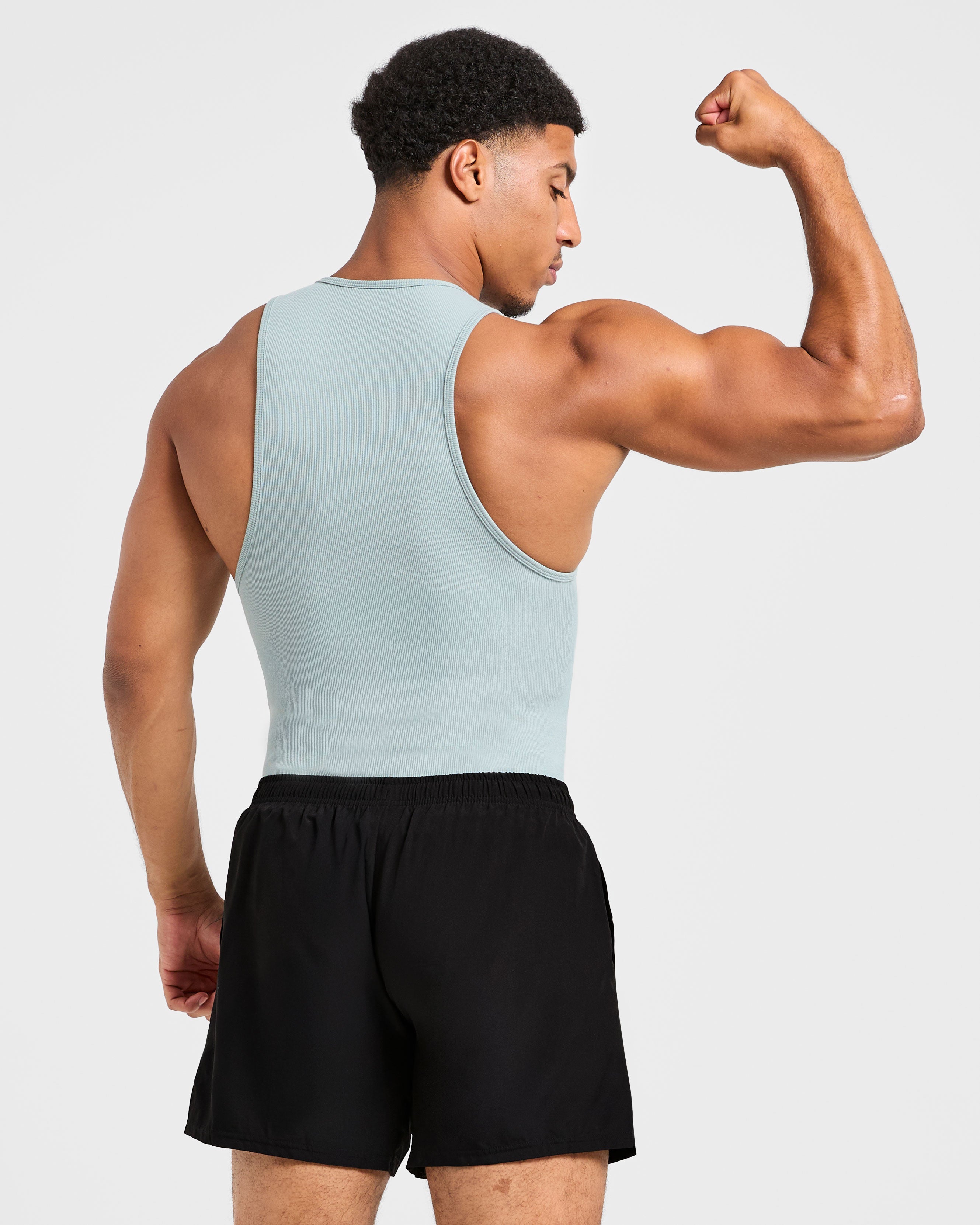 Muscle Ribbed Tank - Stone Blue