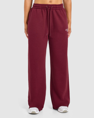 Sports Collective Oversized Straight Leg Joggers - Burgundy
