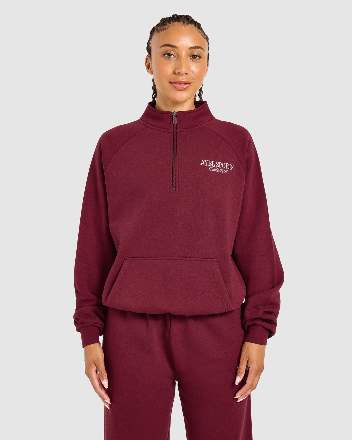 Sports Collective Oversized 1/4 Zip Pullover - Burgundy