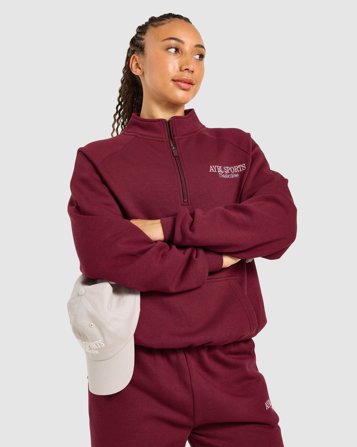 Sports Collective Oversized 1/4 Zip Pullover - Burgundy