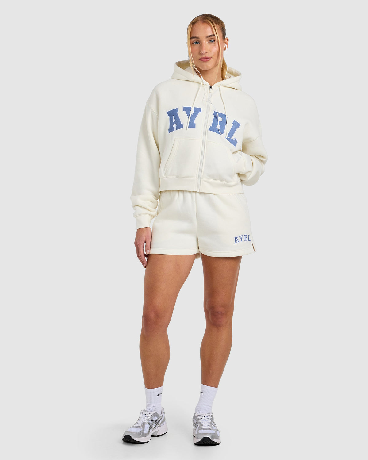 Varsity 2.0 Boxy Zip Up Hoodie - Off White