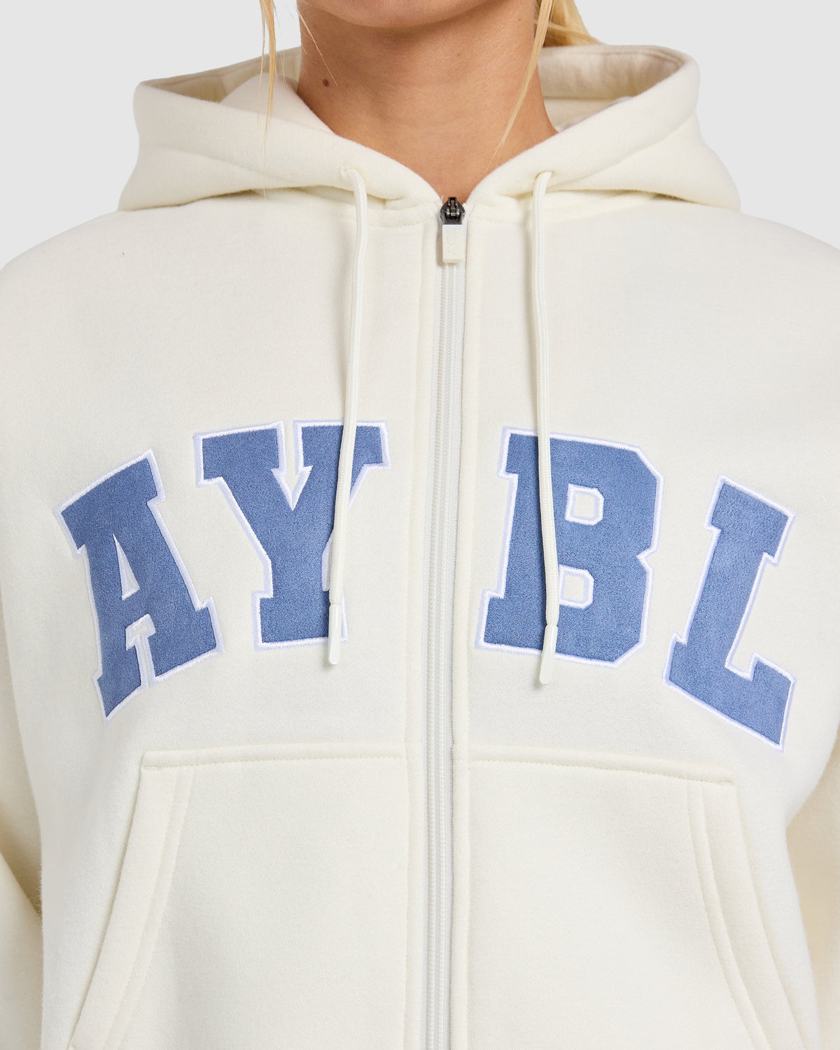 Varsity 2.0 Boxy Zip Up Hoodie - Off White