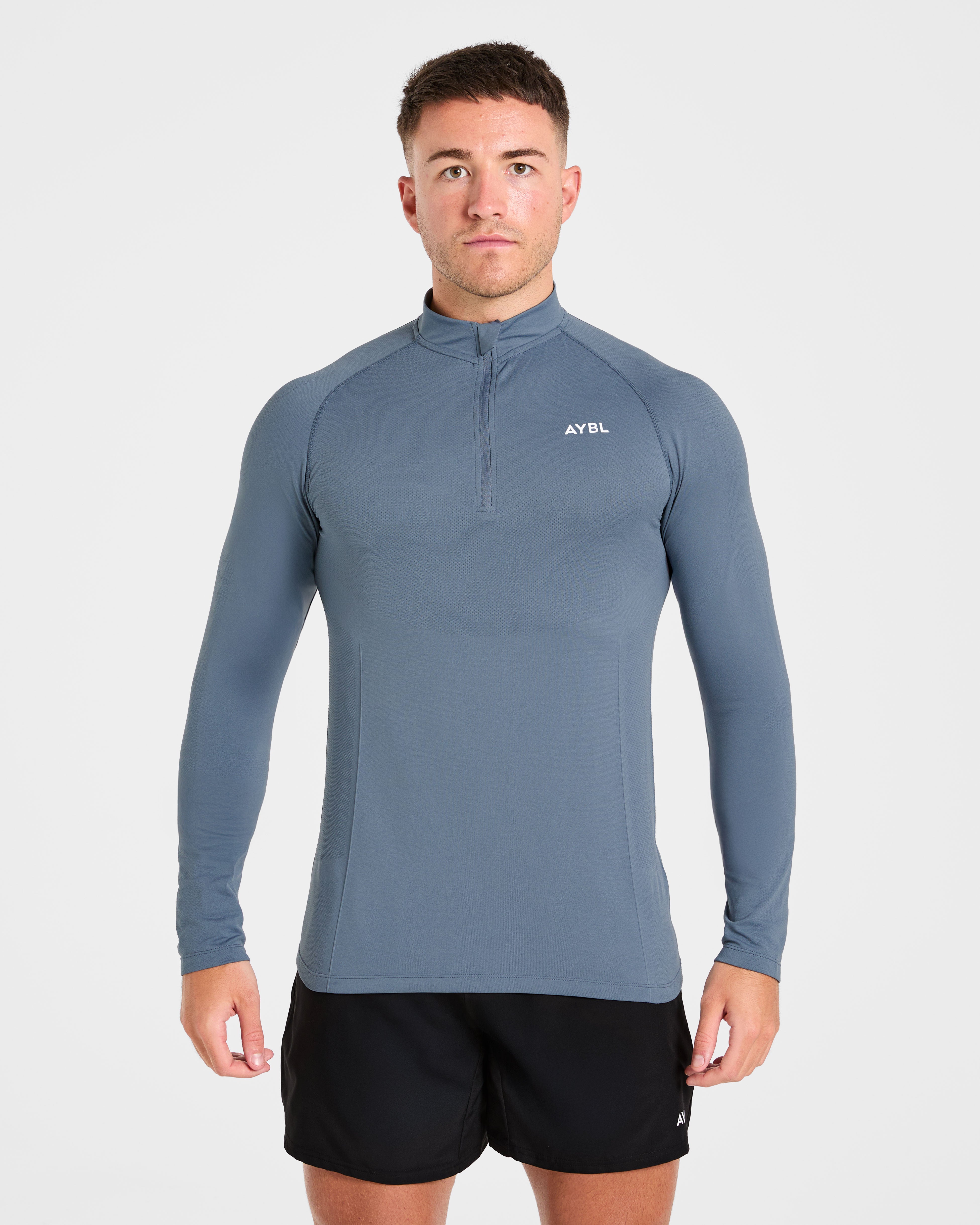 Essential Seamless 1/4 Zip Pullover  - Slate Blue