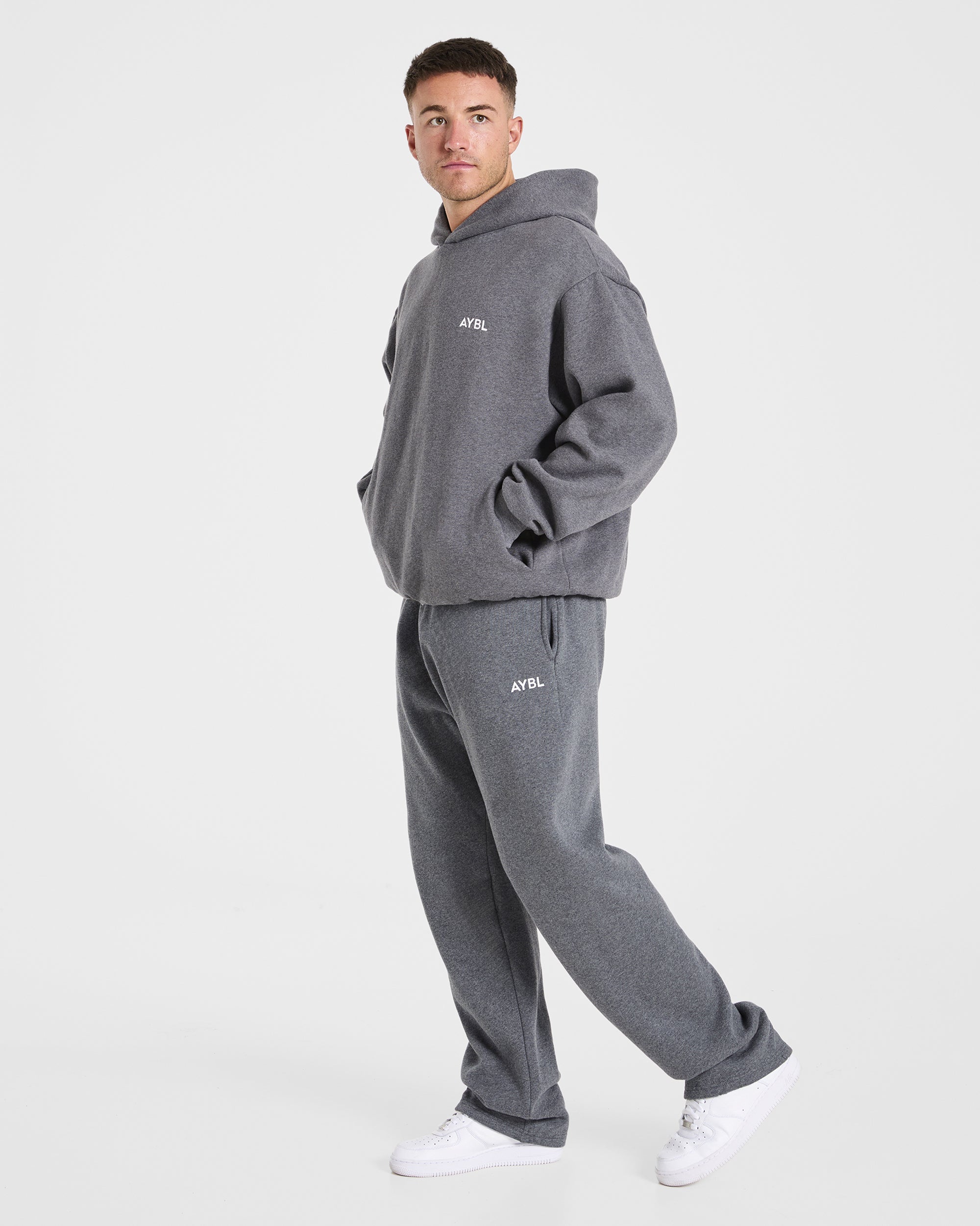 Essential Oversized Straight Leg Joggers - Charcoal Marl