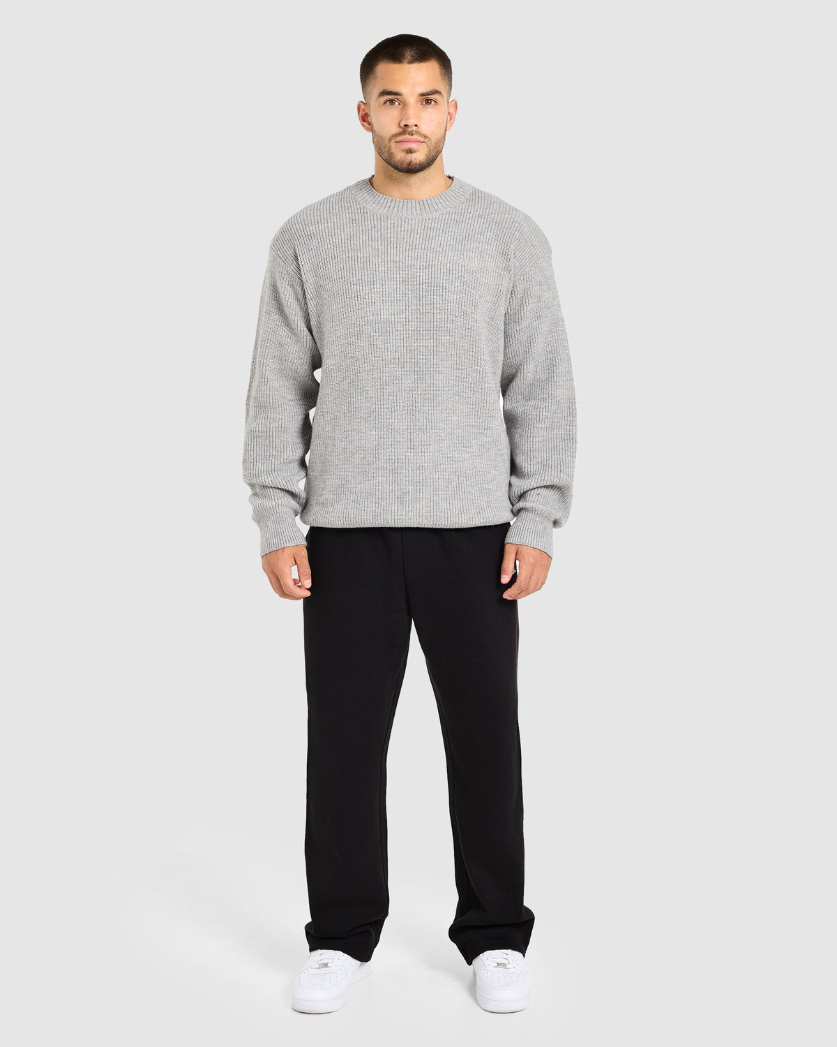 Signature Knitted Sweater - Grey Marl